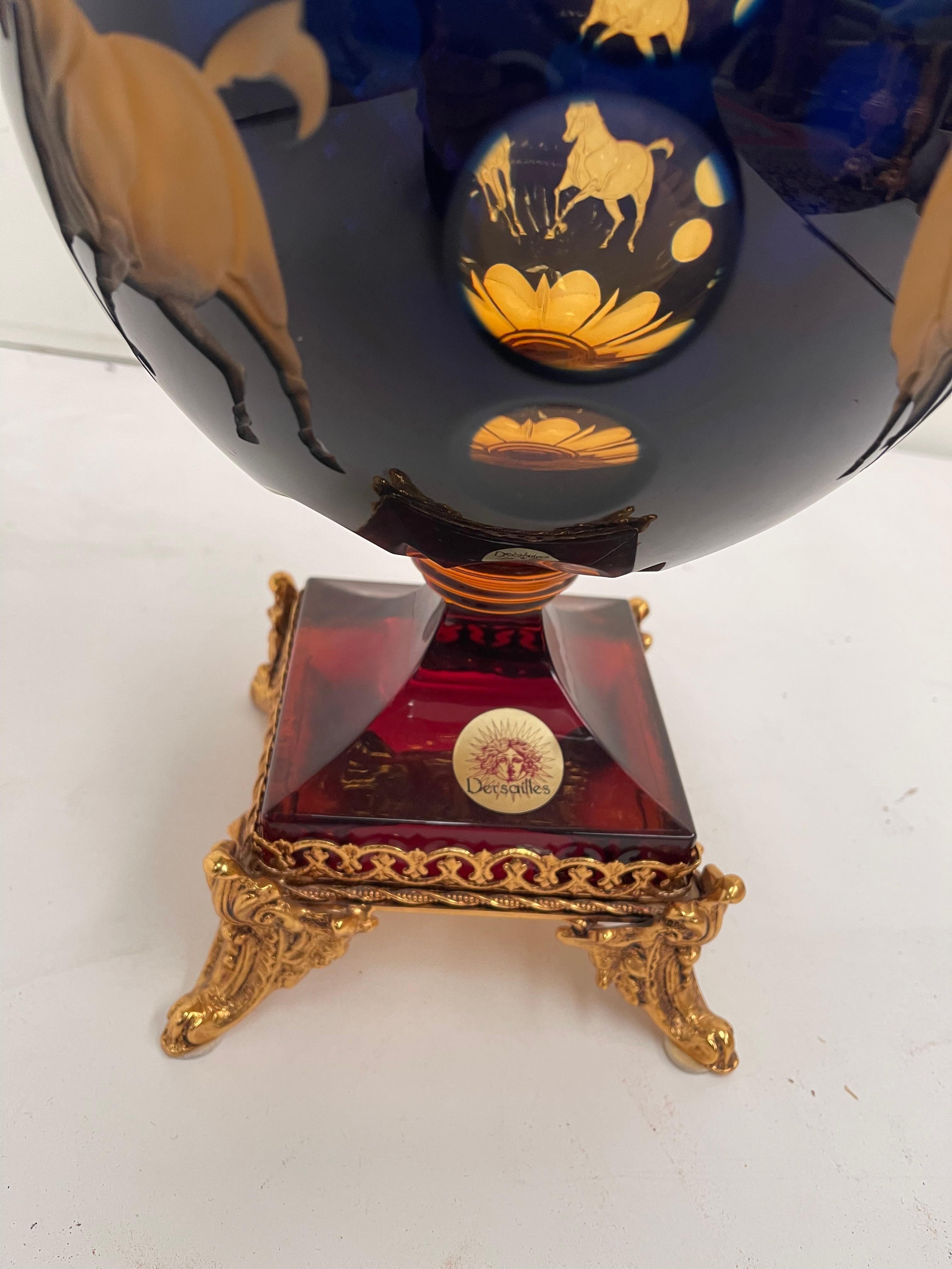 Late 20th Century Prezioso Cristallo molato a mano con decorazione in bronzo dorato in vendita