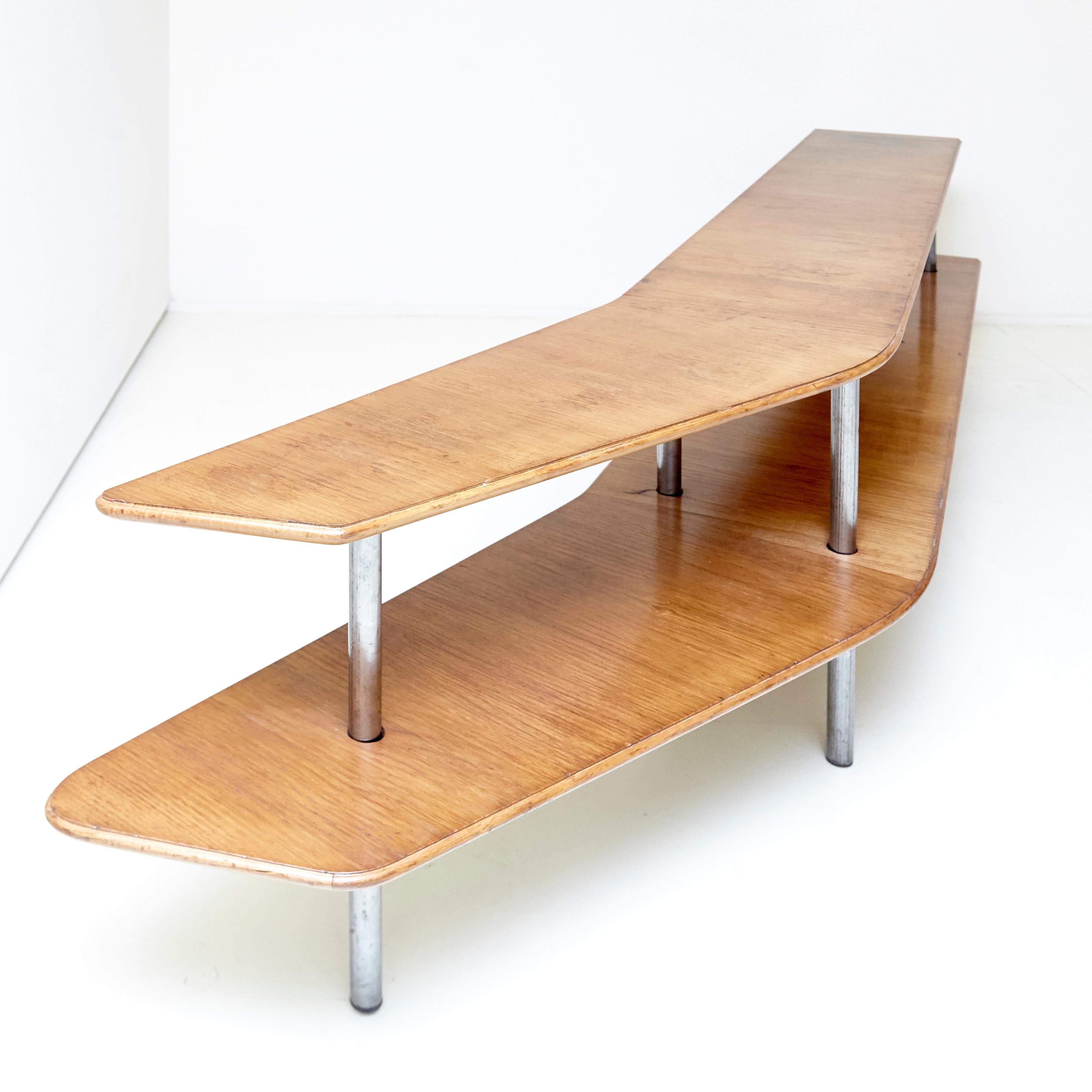 Barba Corsini, Mid Century Modern, Ashwood and Iron Double Low Shelf, 1955 In Good Condition In Barcelona, Barcelona