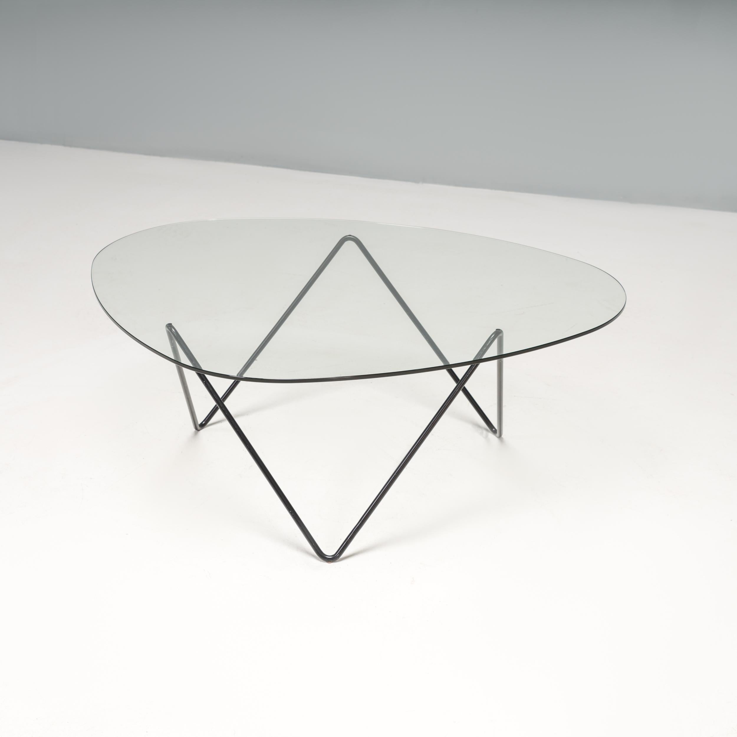 Originally developed by Barba Corsini in 1955, the Pedrera coffee table was named after the building that the architect was designing in Barcelona at the time.

In 2010 the design was reissued by Gubi with the steel base in a semi-matte black