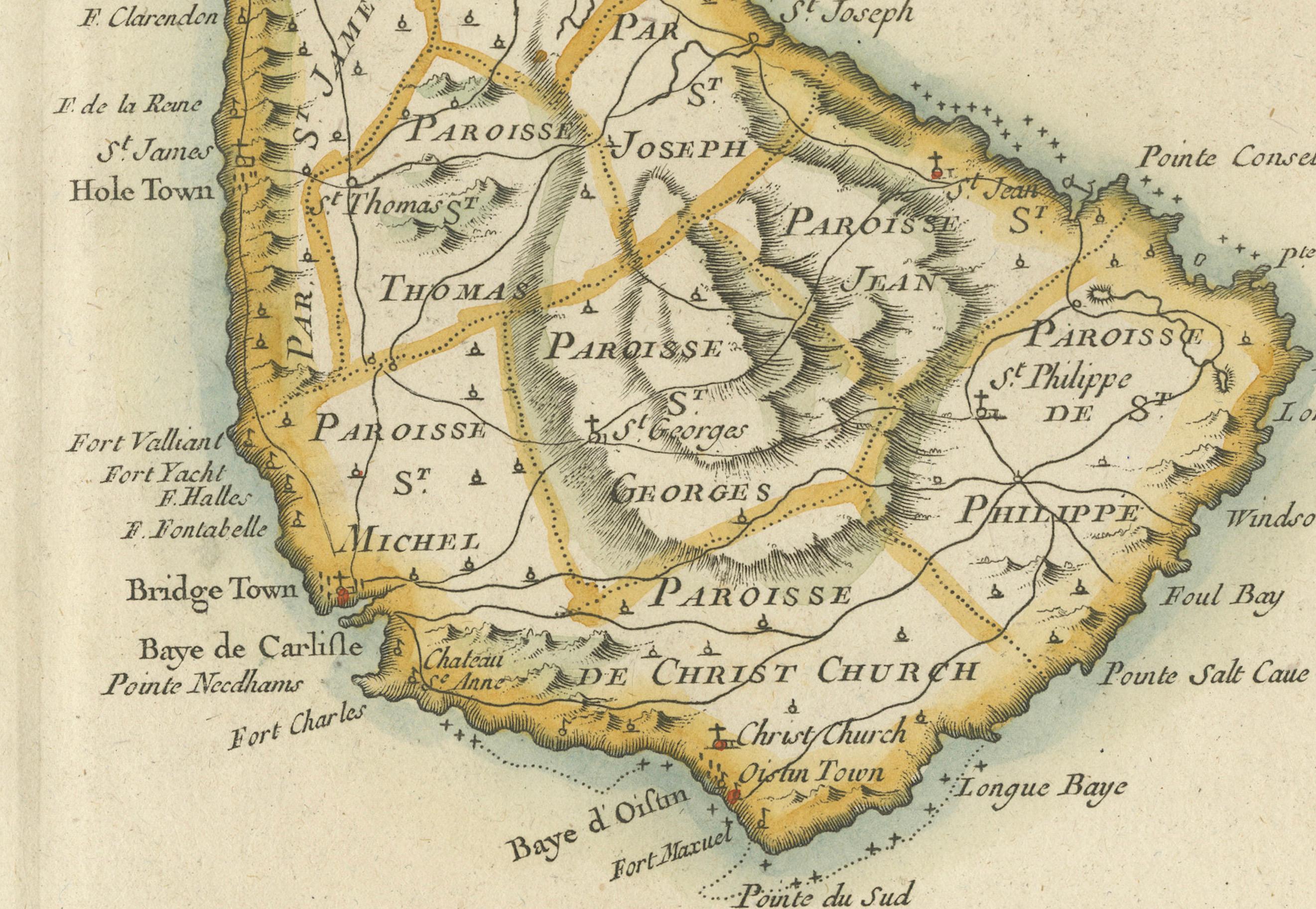 Engraved Barbados Island at the Height of the Plantation Economy, Circa 1759 For Sale