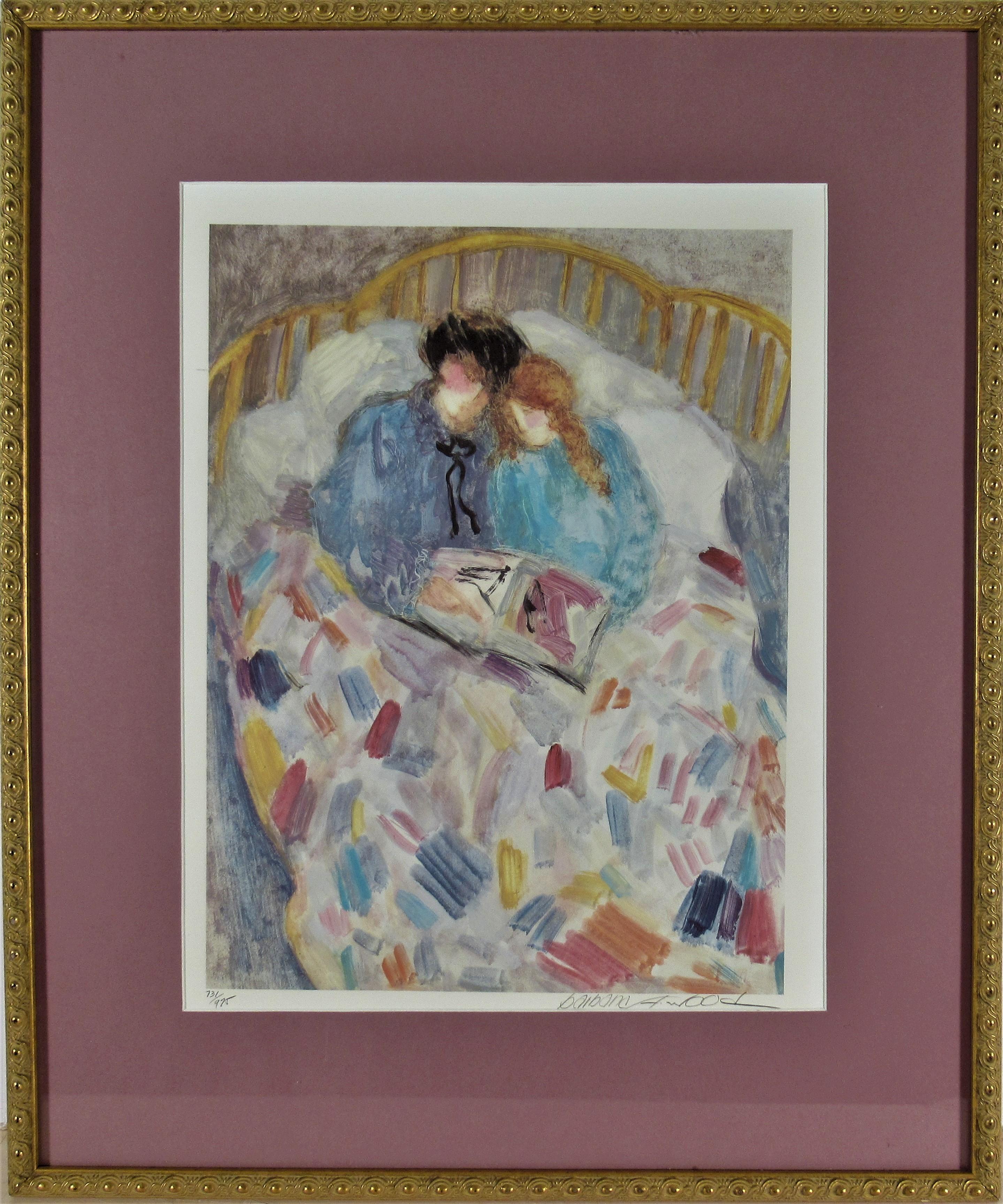 Figurative Print di Barbara A. Wood - Coppia che legge