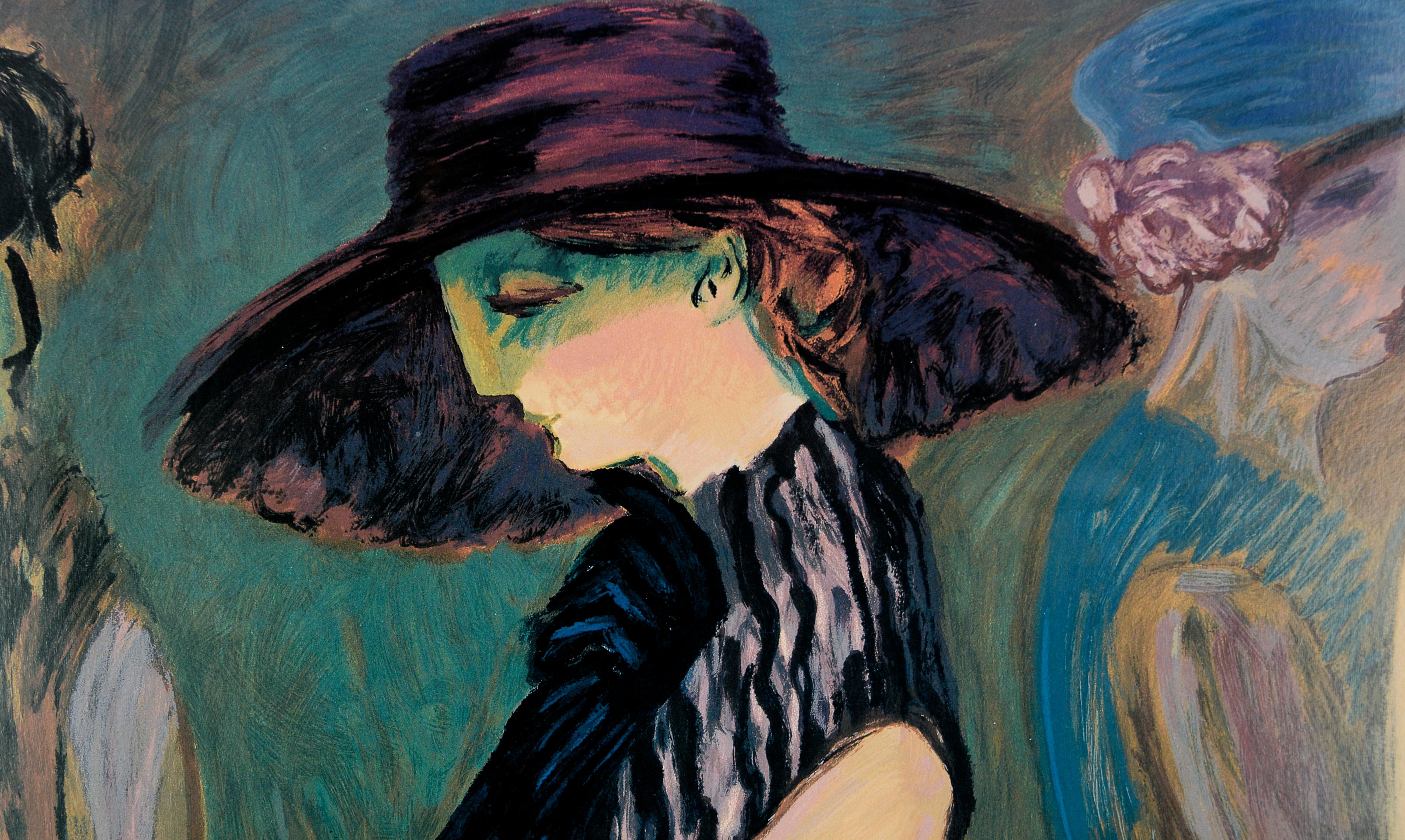 Woman in a Sunhat, die einen Blumenstrauß hält, von Künstlerin, Proofdruck auf Papier (Zeitgenössisch), Print, von Barbara A. Wood