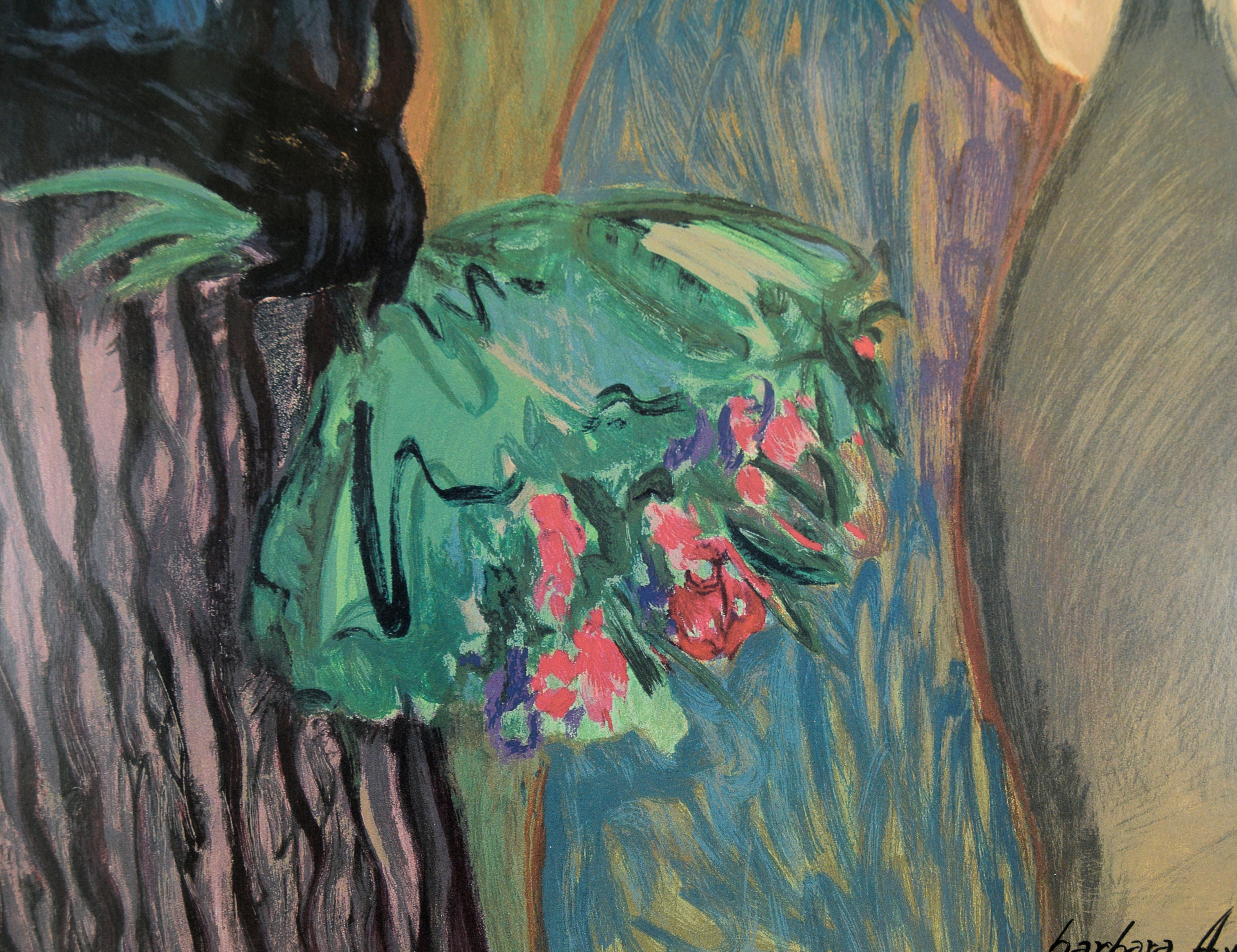Woman in a Sunhat, die einen Blumenstrauß hält, von Künstlerin, Proofdruck auf Papier 2