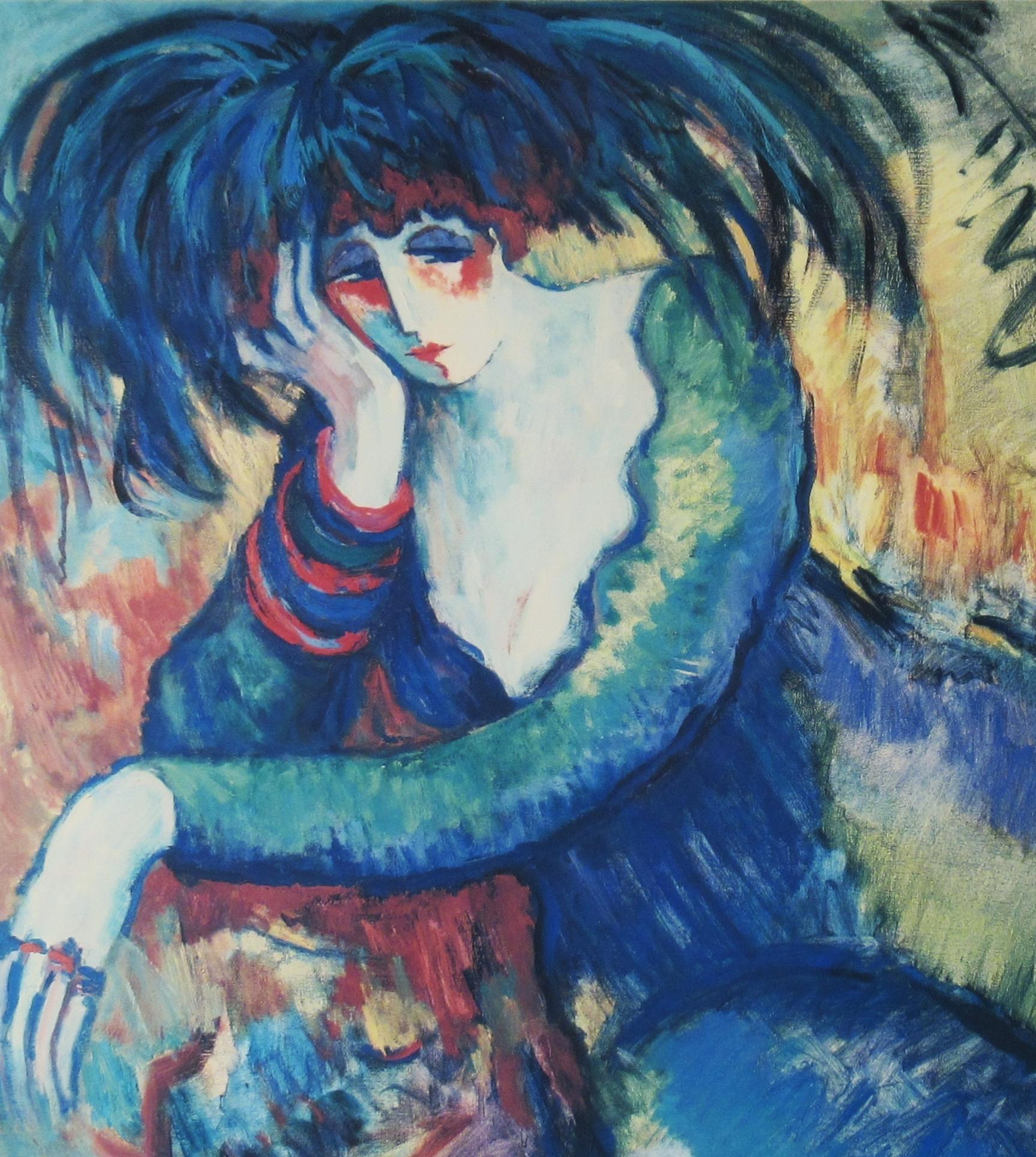 Femme assise  - Moderne Print par Barbara A. Wood