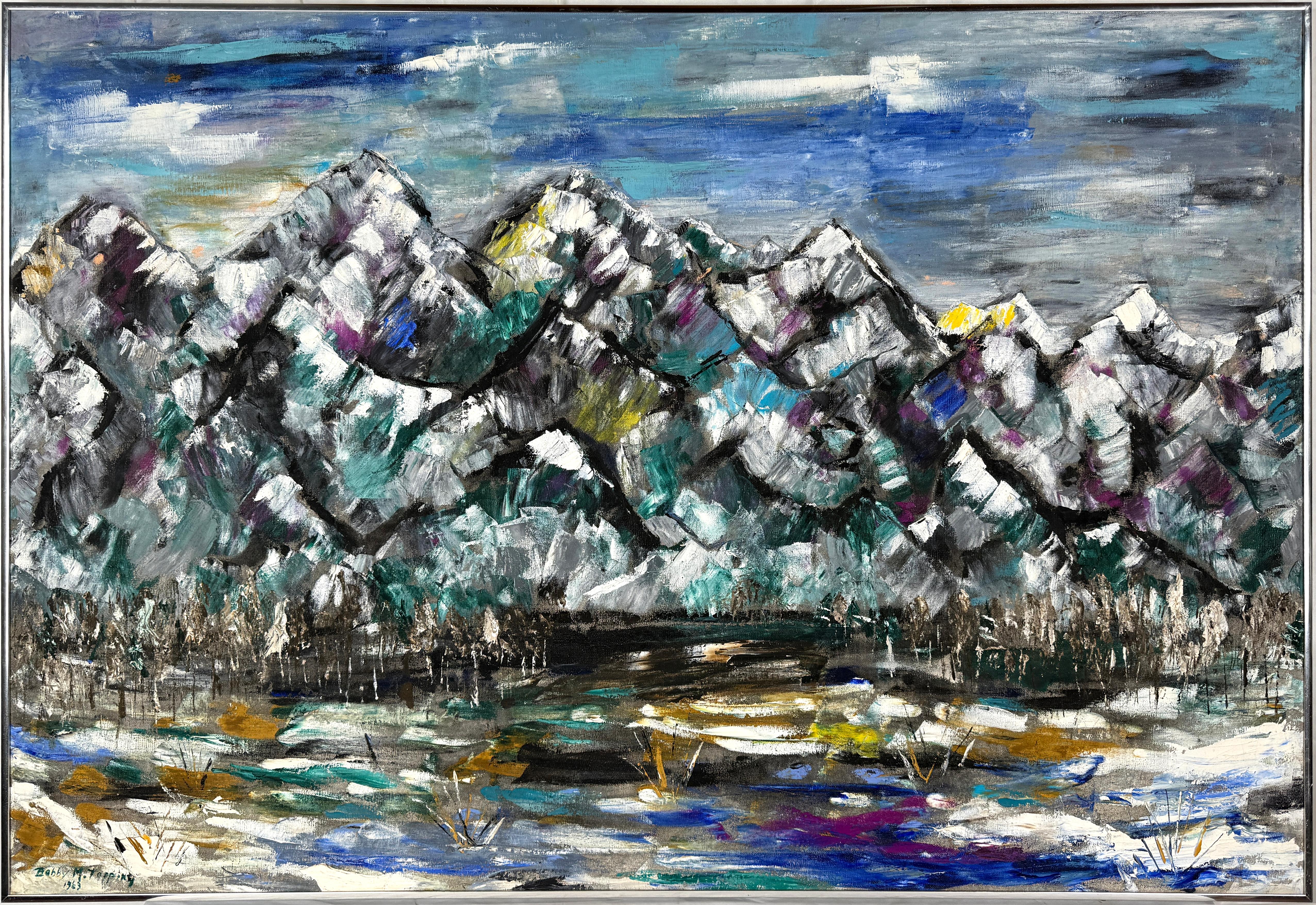 Barbara Ann Murray Topping Landscape Painting - Pocono Mountains Pennsylvania in Winter Original Oil on Canvas by Bobby Topping