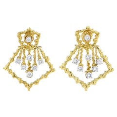Boucles d'oreilles Doorknocker en or jaune 18 carats et diamants signées Barbara Anton