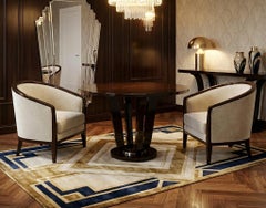 Barbara Barry Baker Furn. Art Deco Inspired Round Mahogany Center / Side Table