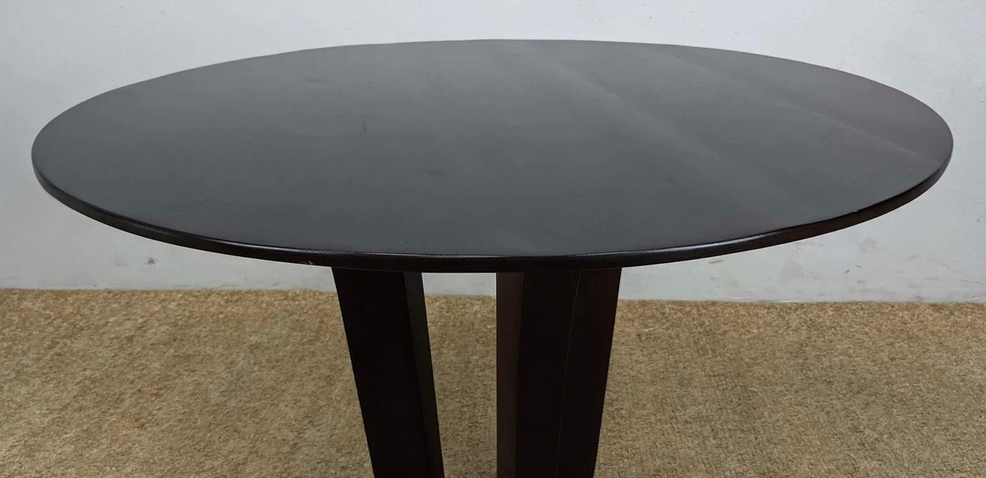 American Barbara Barry Baker Furn. Art Deco Inspired Round Mahogany Center / Side Table For Sale