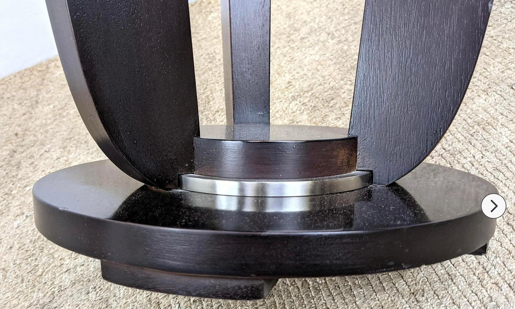 20th Century Barbara Barry Baker Furn. Art Deco Inspired Round Mahogany Center / Side Table For Sale