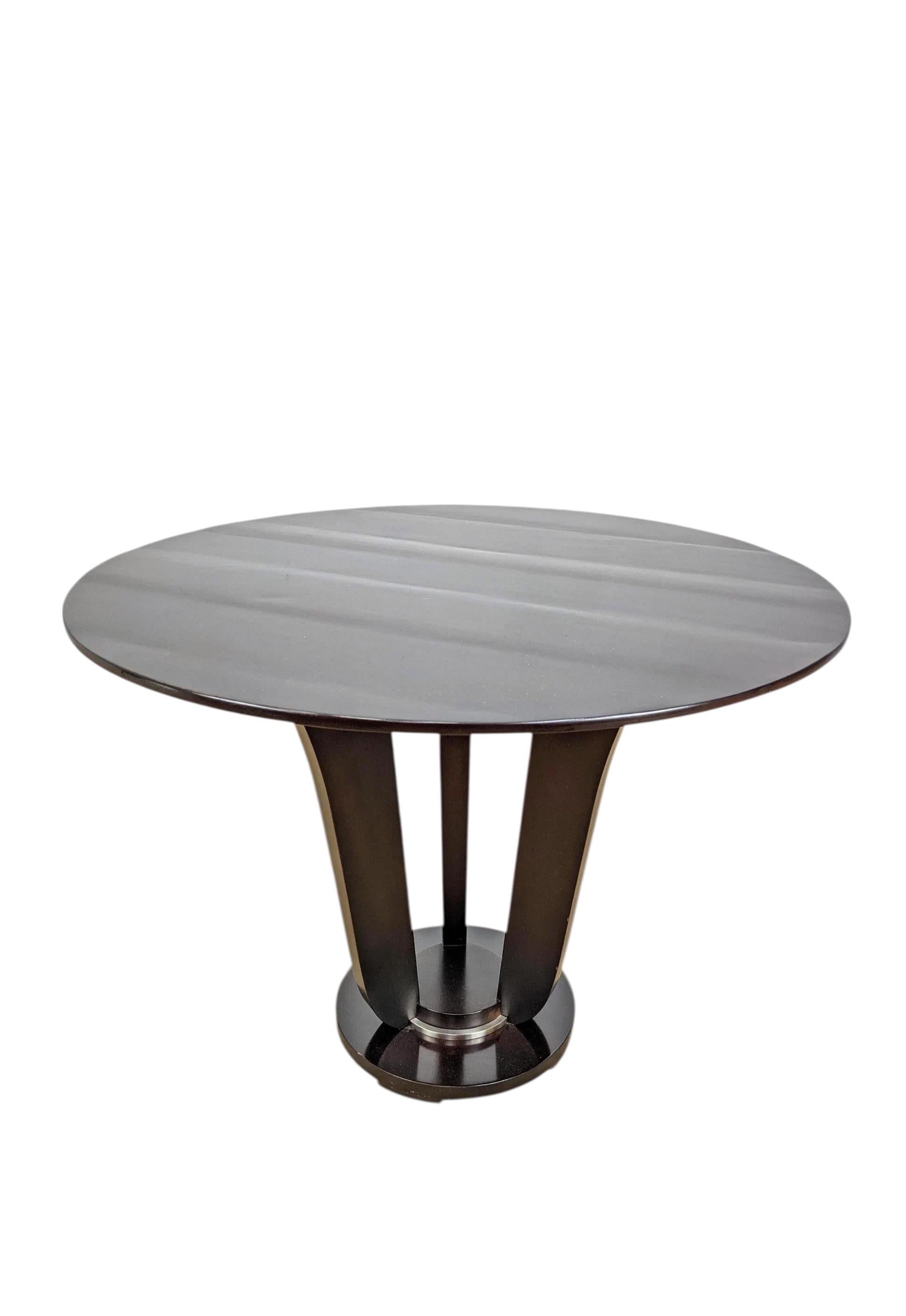 Barbara Barry Baker Furn. Art Deco Inspired Round Mahogany Center / Side Table For Sale 1
