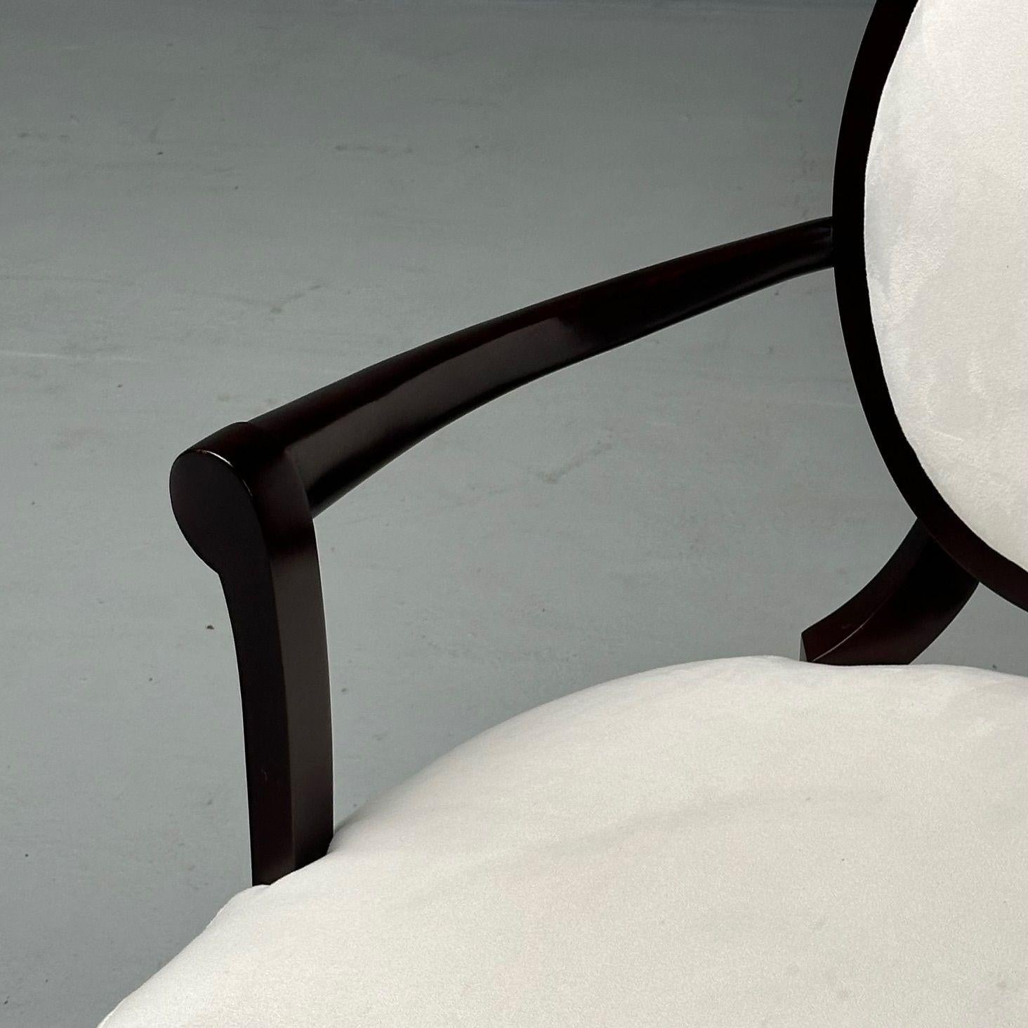 Barbara Barry, Baker Furniture, Art Deco, Armchairs, Mahogany, White Fabric 5