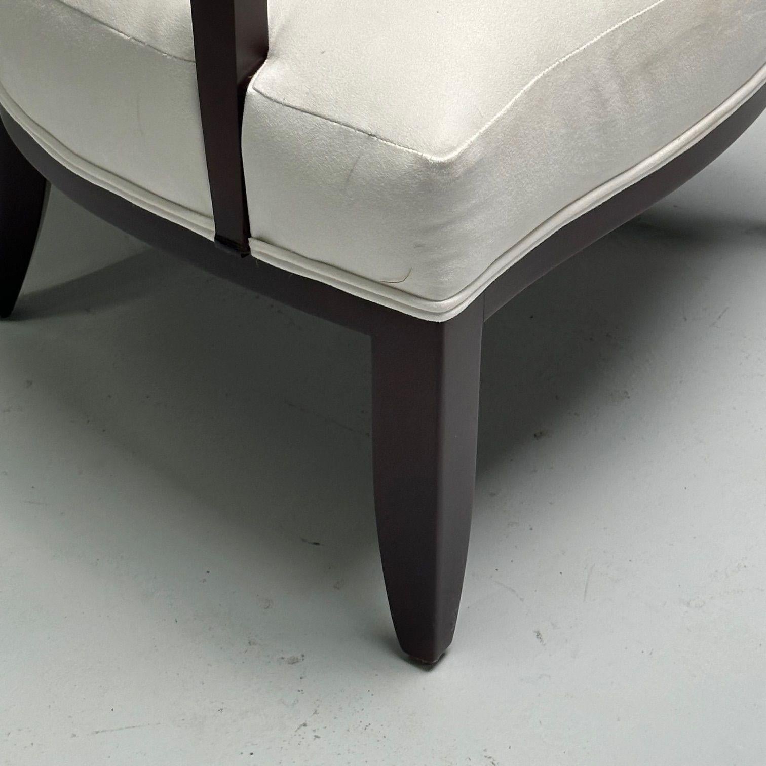 Barbara Barry, Baker Furniture, Art Deco, Armchairs, Mahogany, White Fabric 3