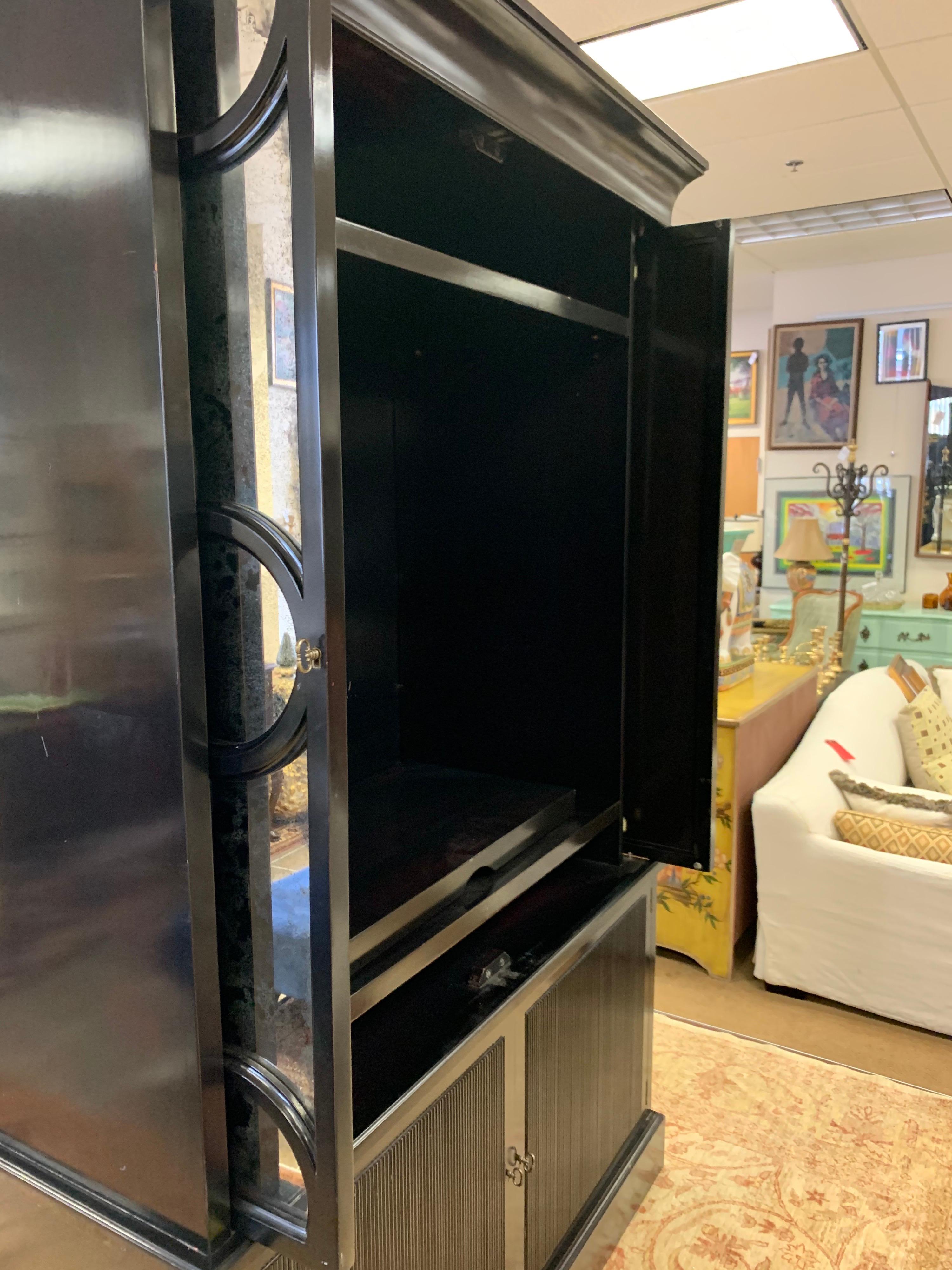 Barbara Barry Baker Furniture Entertainment Center Mirrored Cabinet Armoire 5