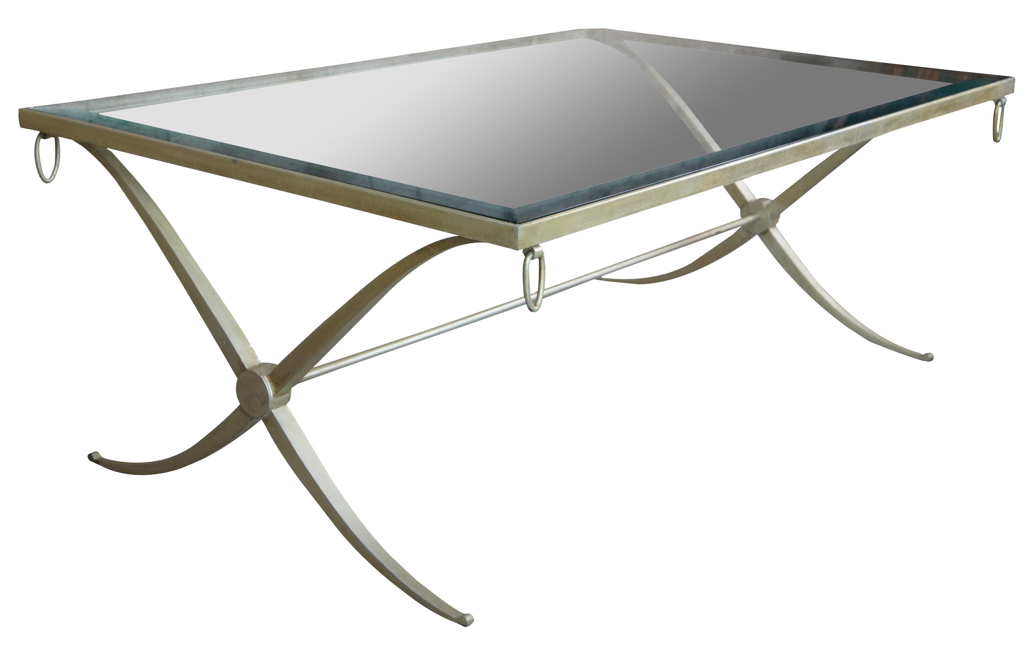 Barbara Barry Baker Furniture Neoclassical Modern Iron Glass Top Coffee Table In Good Condition In Dayton, OH