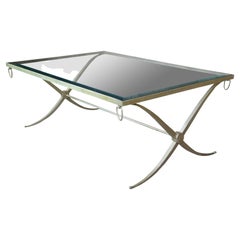 Barbara Barry Baker Furniture Neoclassical Modern Iron Glass Top Coffee Table