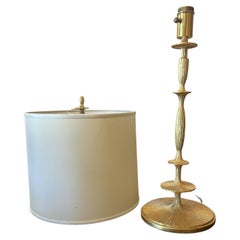 Barbara Barry Brass Table Lamp with White Linen Shade and Brass Finial