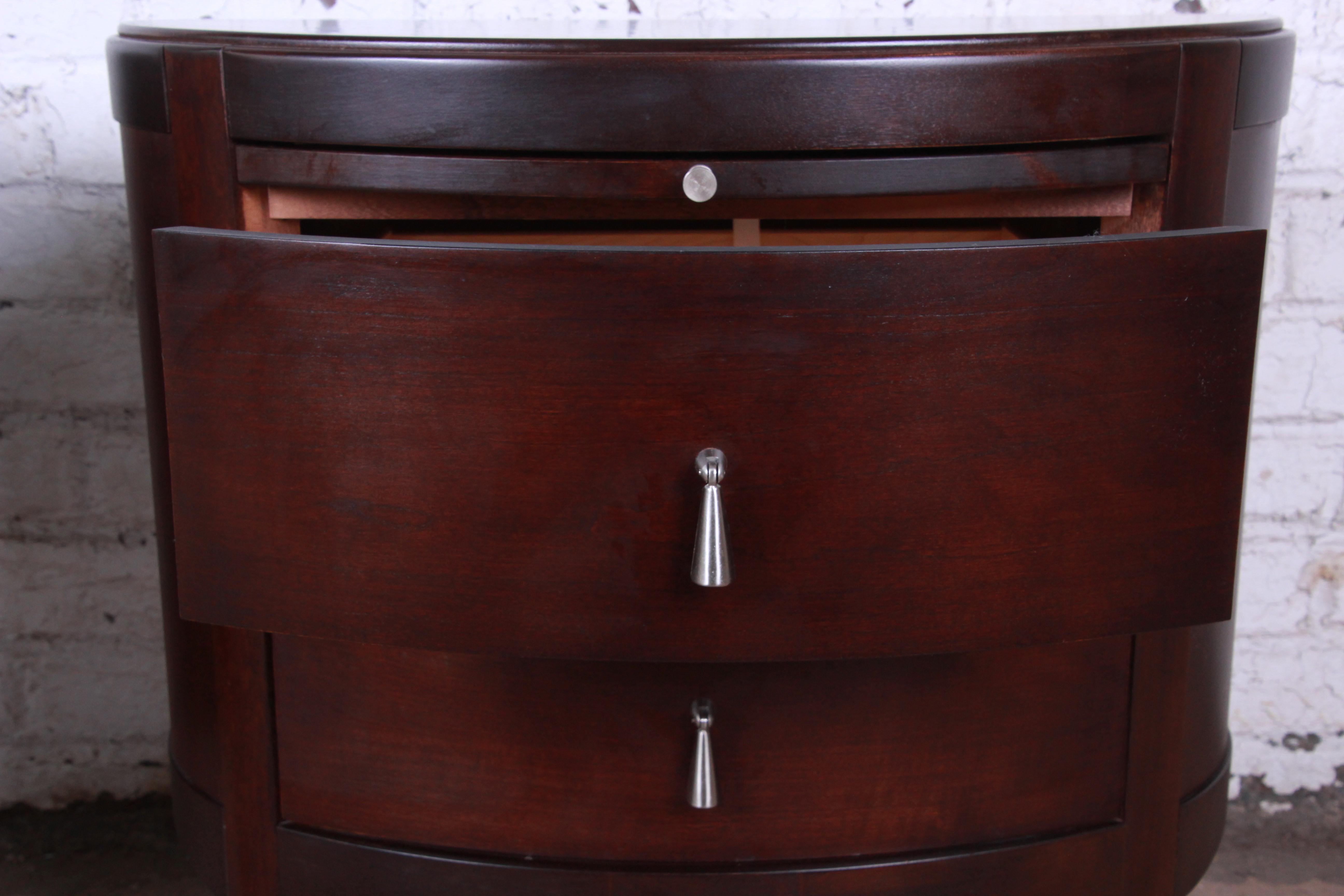 Barbara Barry Dark Mahogany Nightstands, Pair 1