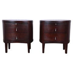 Barbara Barry Dark Mahogany Nightstands, Pair