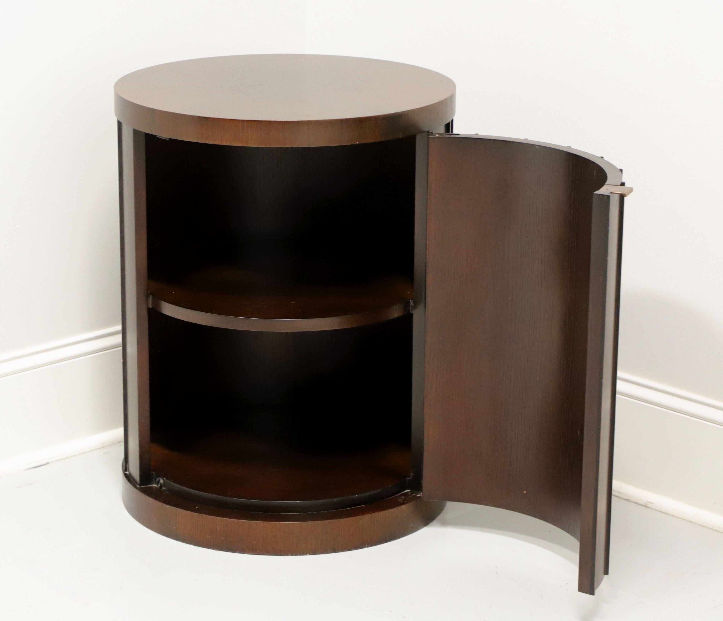 Barbara Barry for Baker Contemporary Mahogany Round Cabinet Accent Table In Good Condition In Charlotte, NC