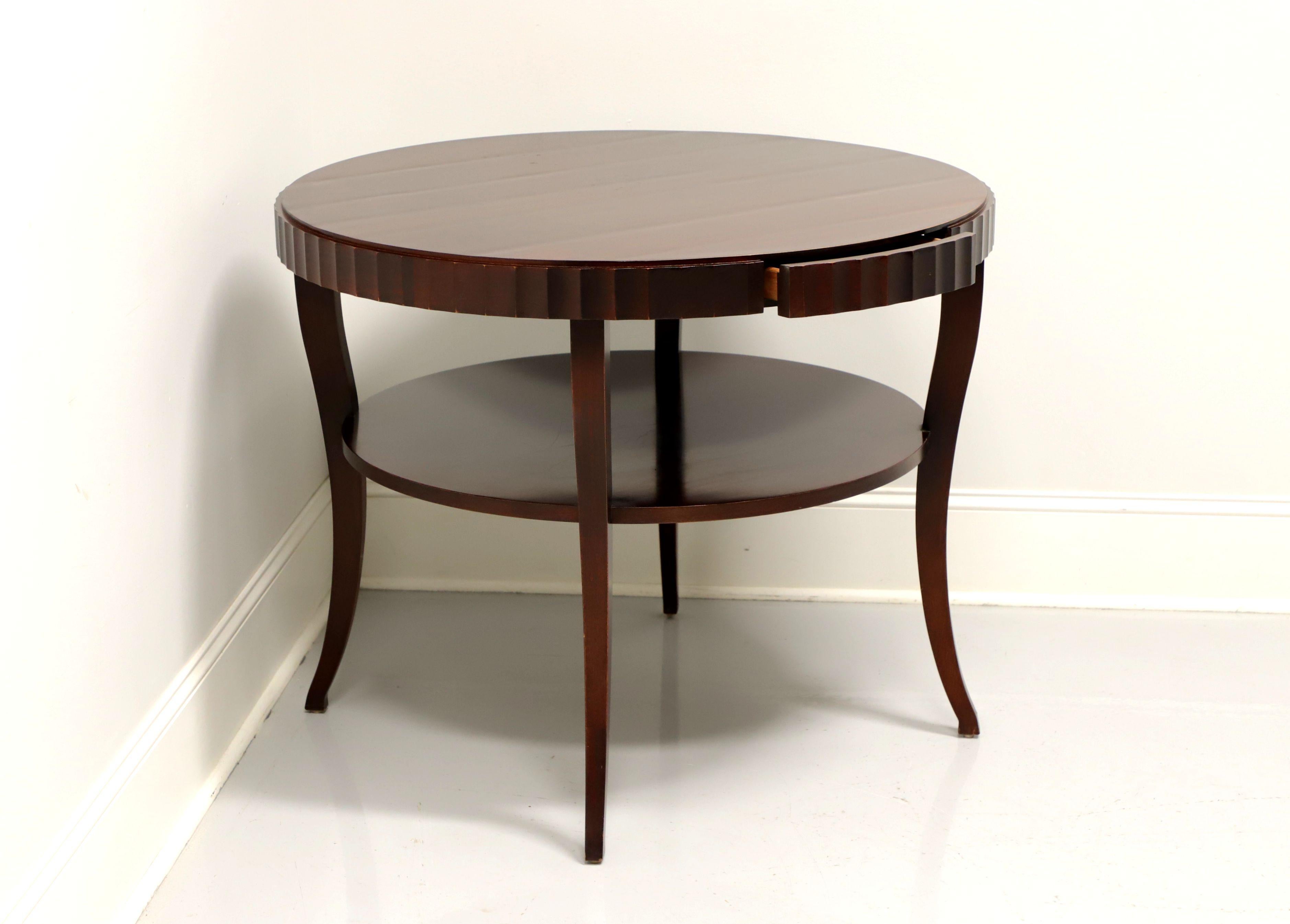 Barbara Barry for BAKER Contemporary Mahogany Round Two-Tier Center Accent Table In Fair Condition In Charlotte, NC
