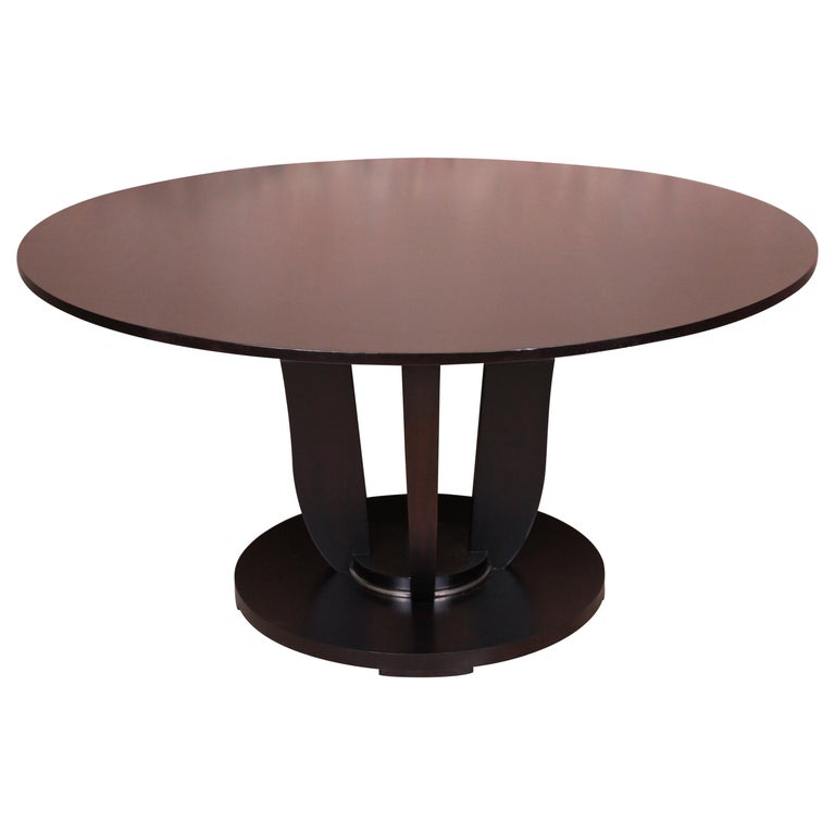 Barbara Barry for Baker Dark Mahogany Round Pedestal Dining Table
