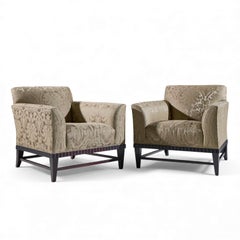 Barbara Barry for Baker Fluted Mahogany Lounge Chair - Pair