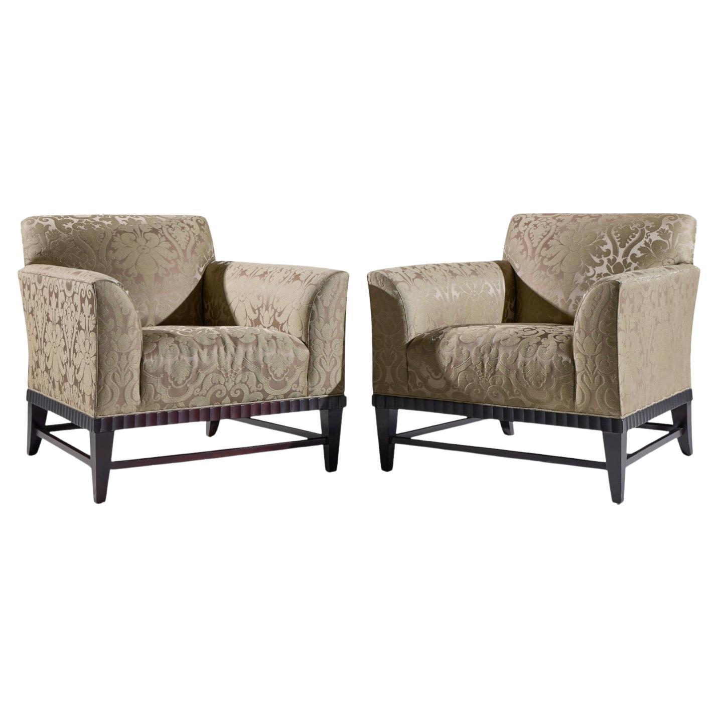 Barbara Barry for Baker Fluted Mahogany Lounge Chair - Pair