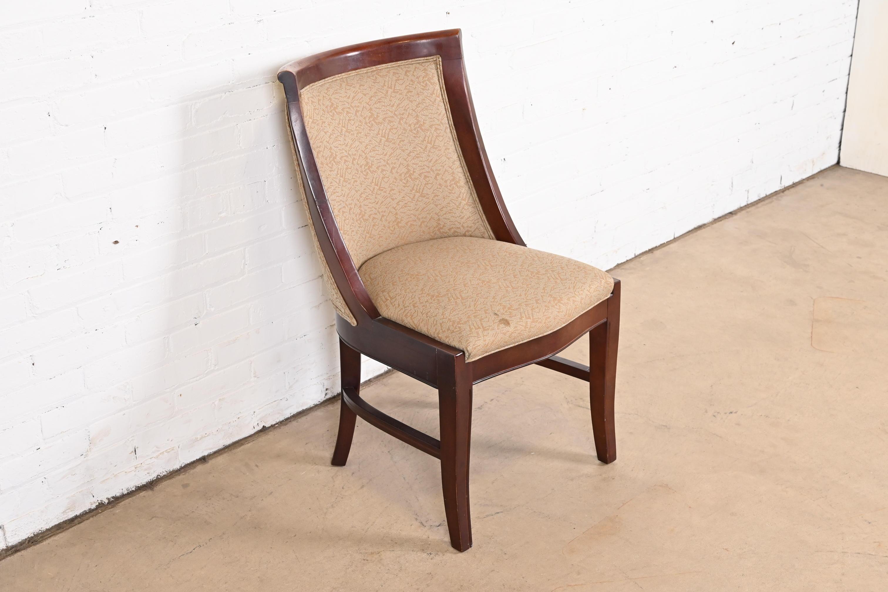 Upholstery Barbara Barry for Baker Furniture Attributed Modern Art Deco Mahogany Side Chair