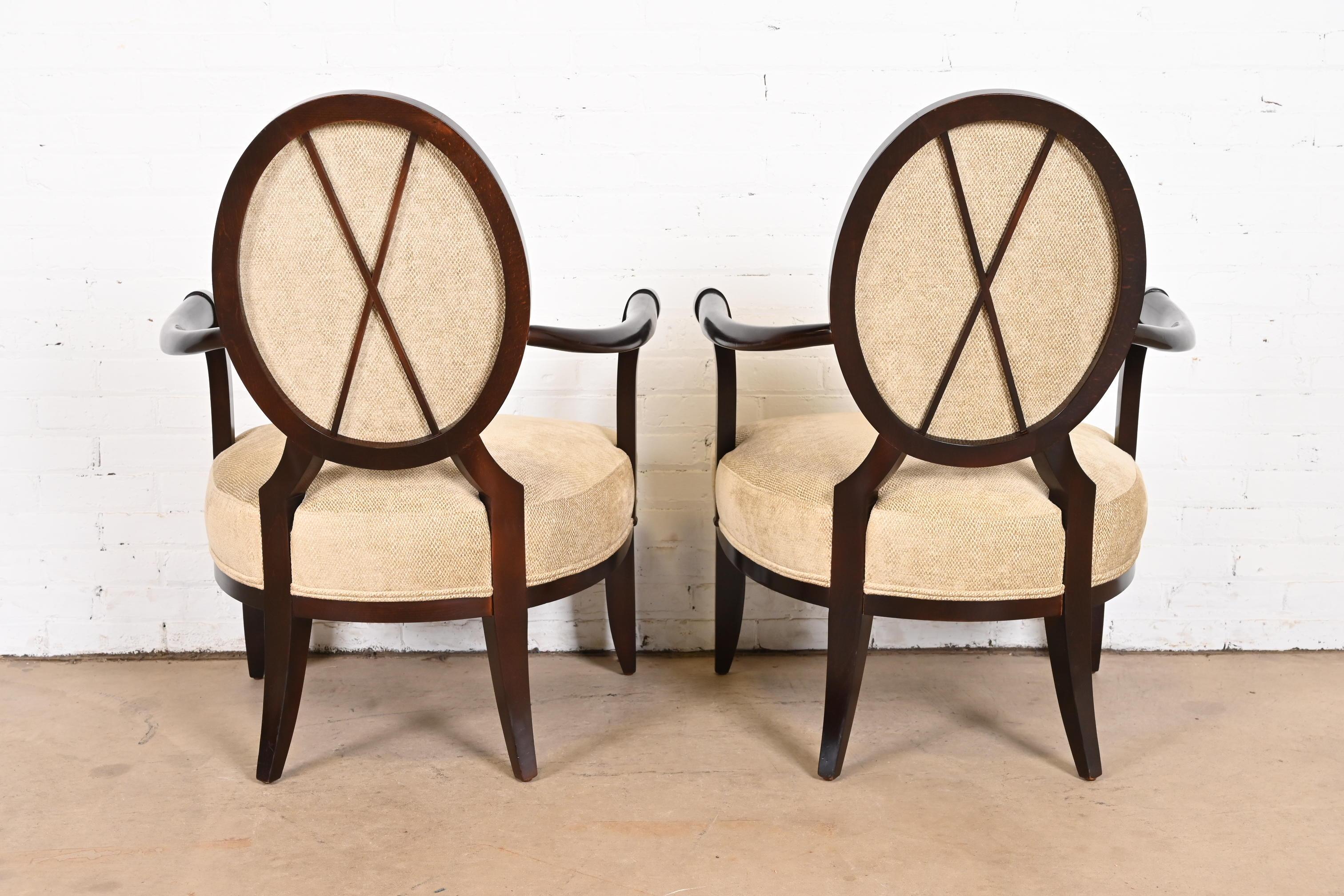 Barbara Barry for Baker Furniture Contemporary Oval X-Back Lounge Chairs, Pair 3
