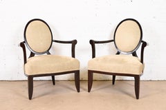 Barbara Barry for Baker Furniture Contemporary Oval X-Back Lounge Chairs, Pair