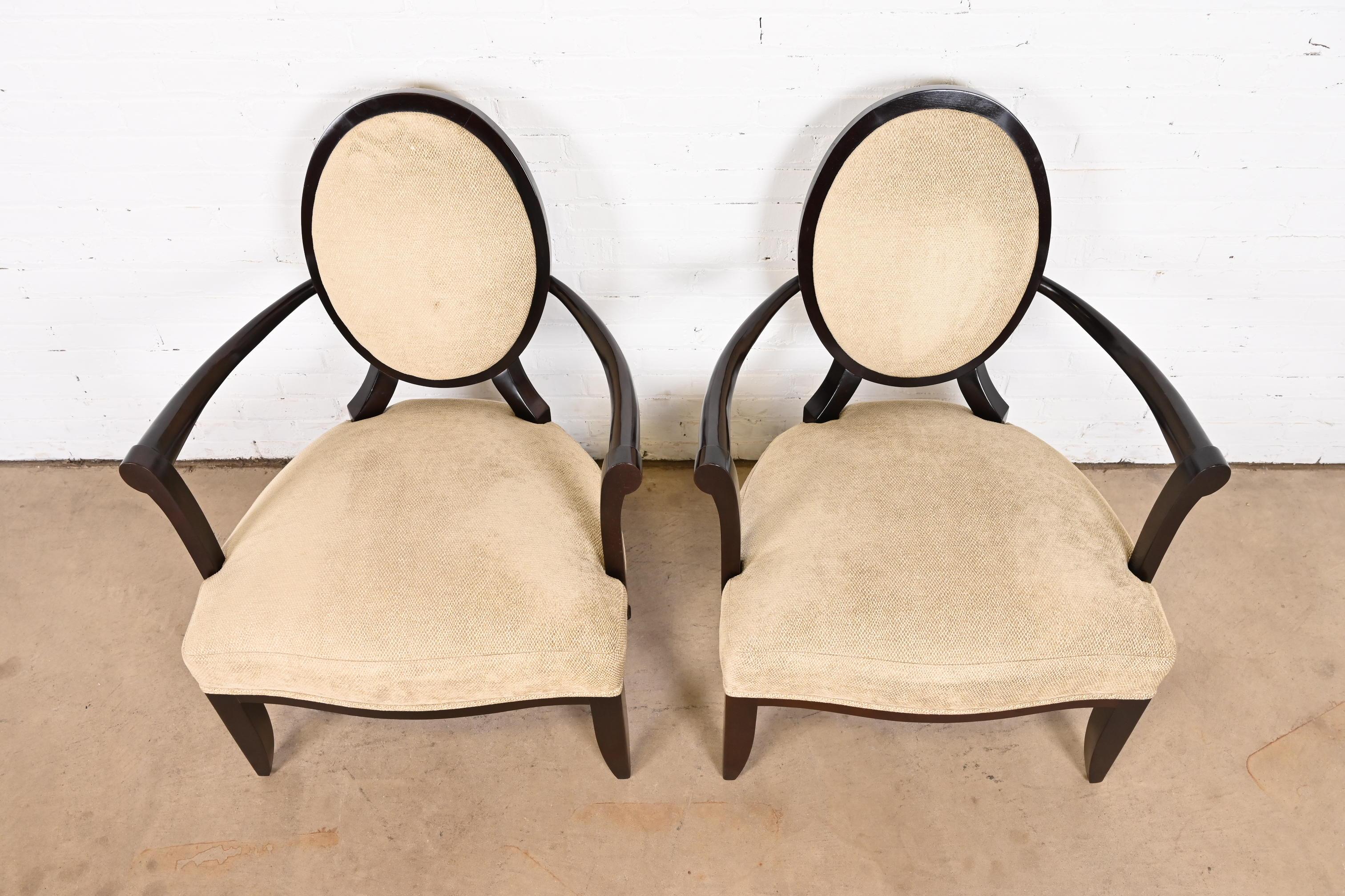 Barbara Barry for Baker Furniture Contemporary Oval X-Back Lounge Chairs, Pair 1