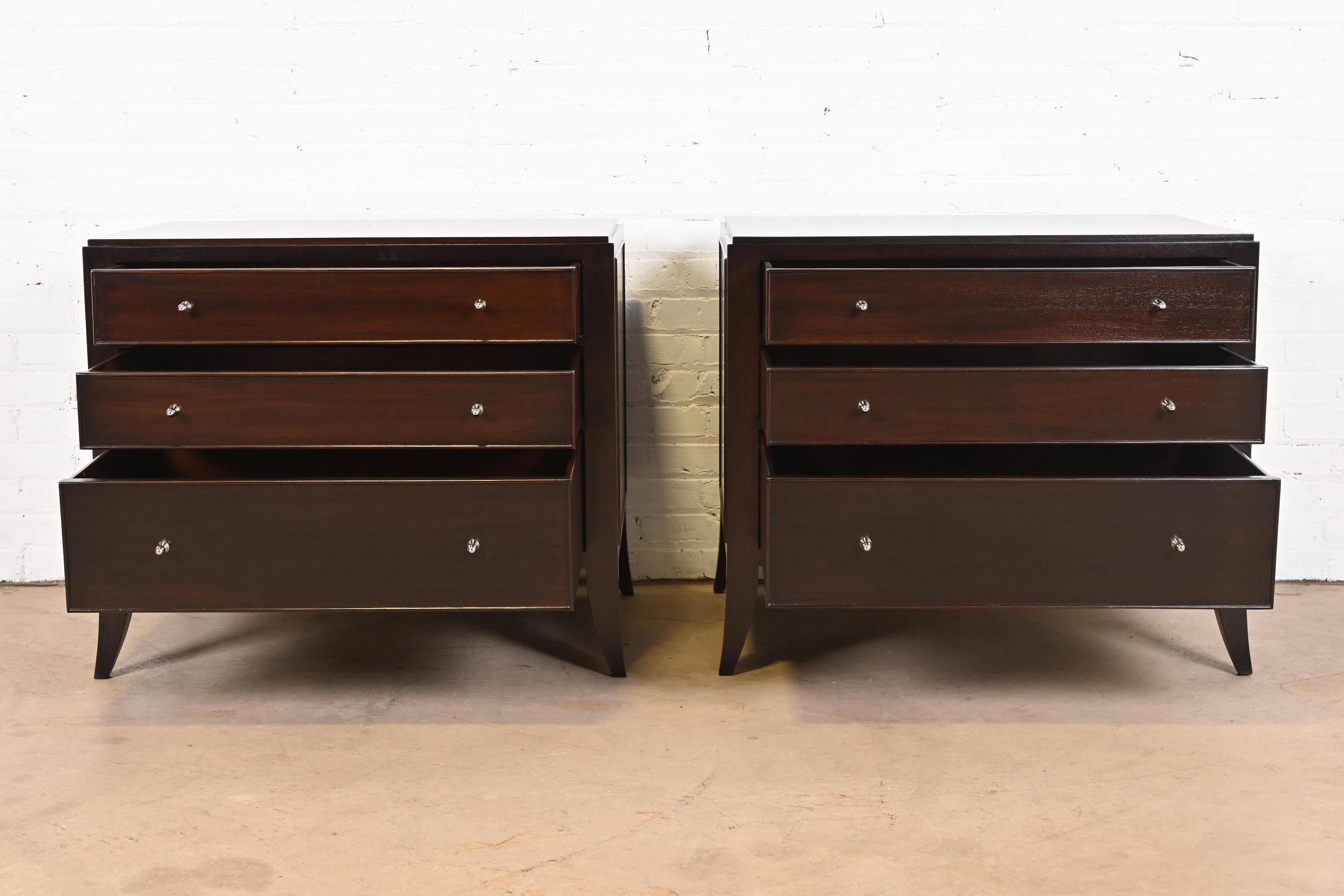 Barbara Barry for Baker Furniture Dark Mahogany Bedside Chests, Newly Refinished 1