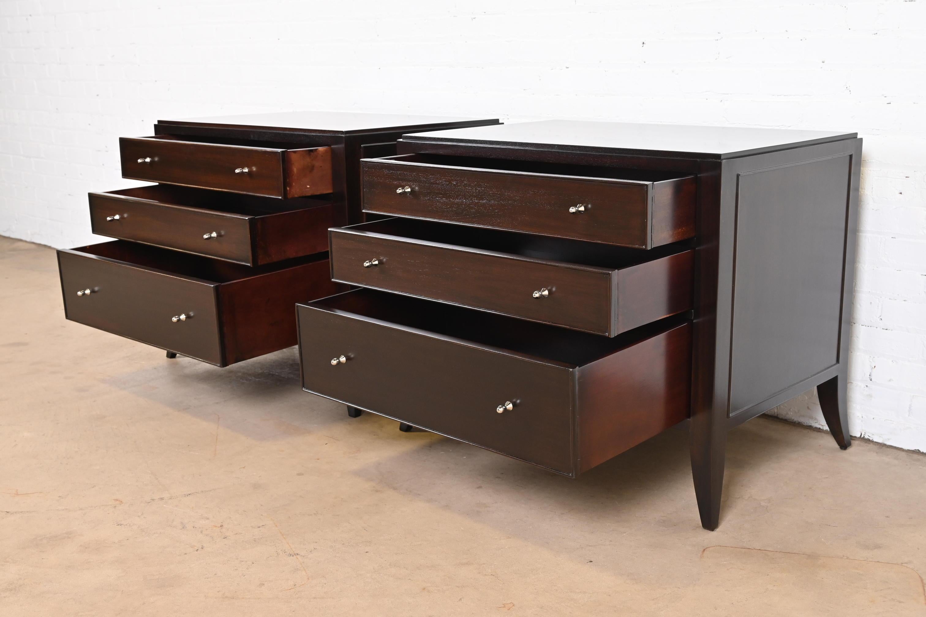 Barbara Barry for Baker Furniture Dark Mahogany Bedside Chests, Newly Refinished 2