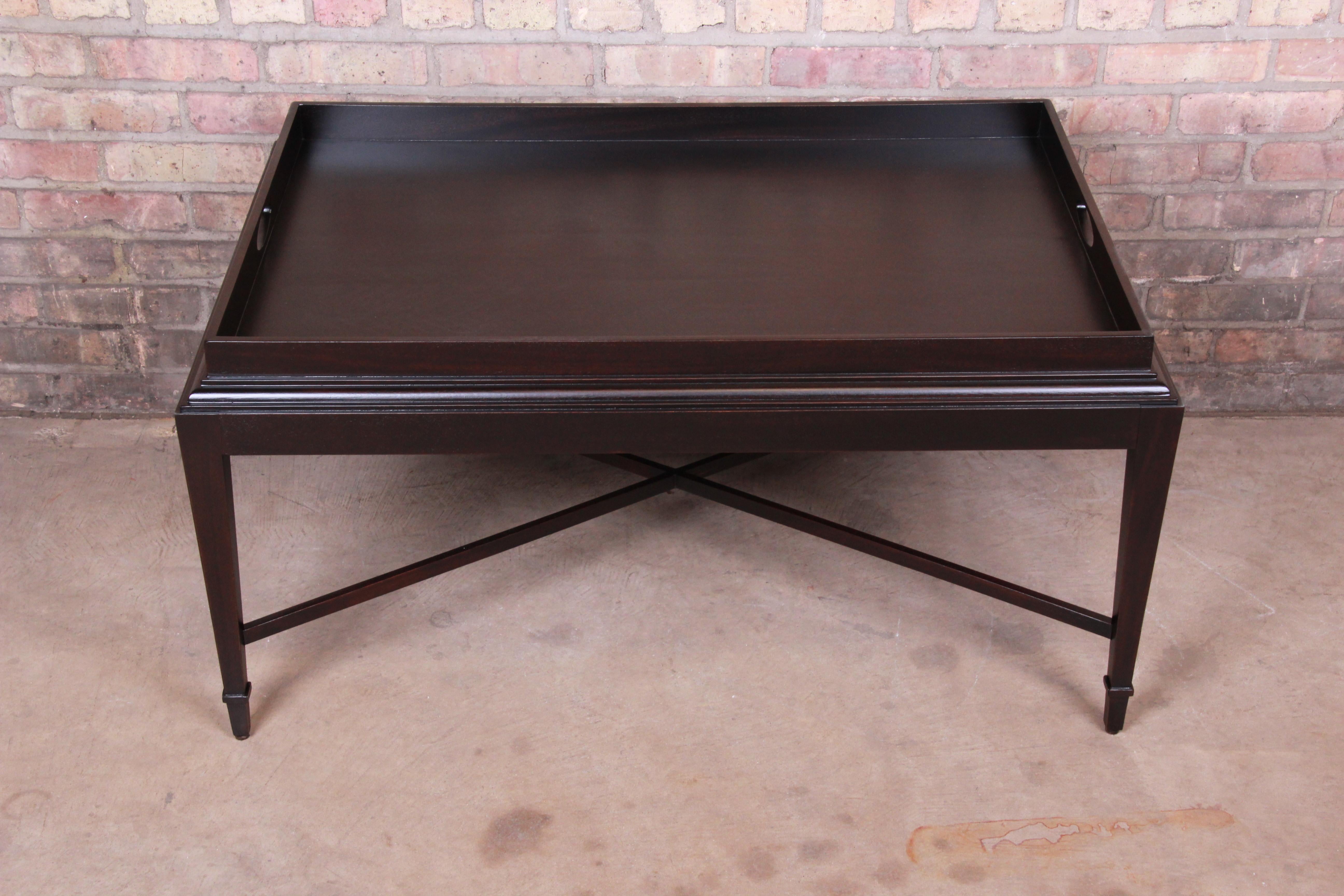 American Barbara Barry for Baker Furniture Dark Mahogany Coffee Table, Newly Refinished