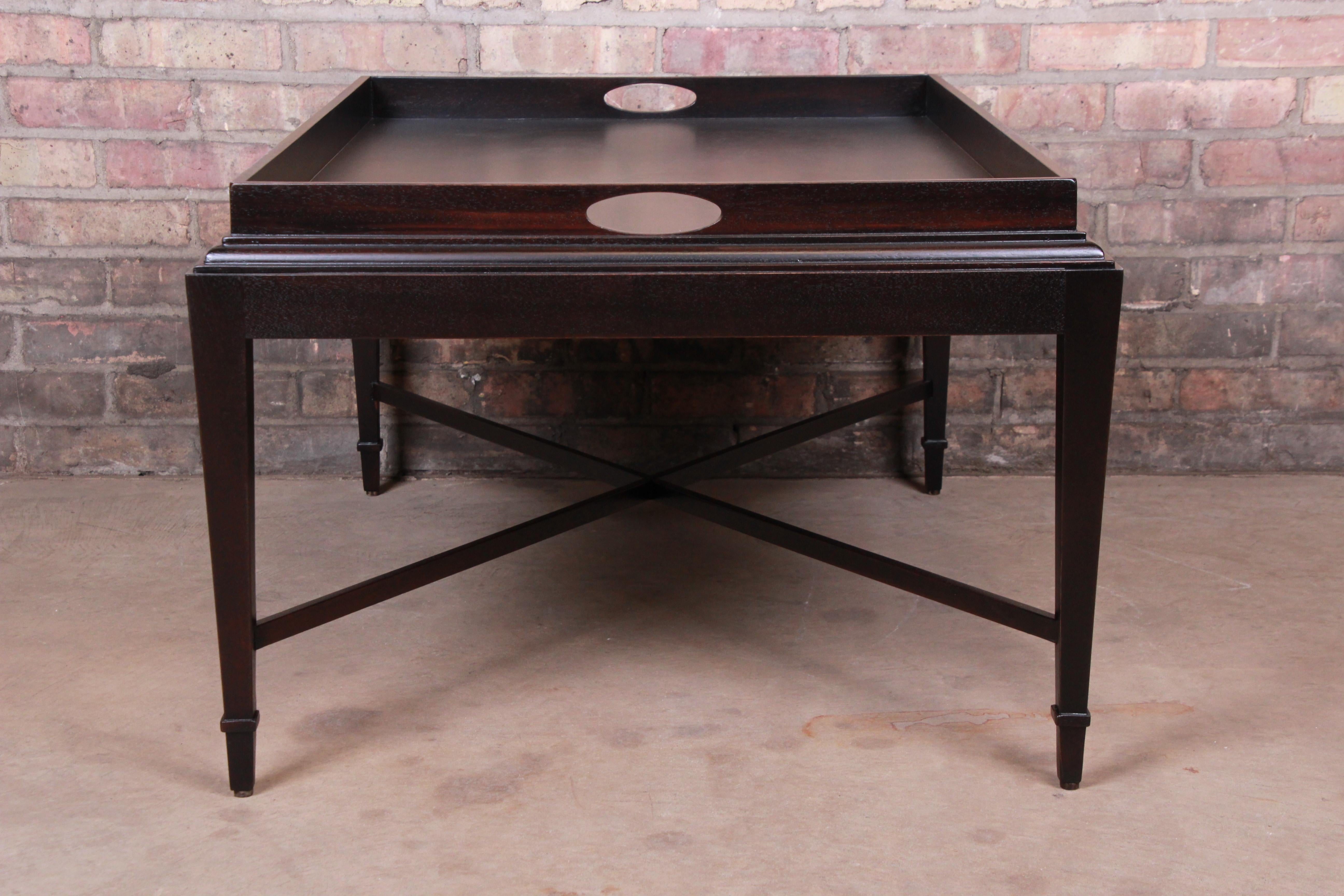 Barbara Barry for Baker Furniture Dark Mahogany Coffee Table, Newly Refinished 3