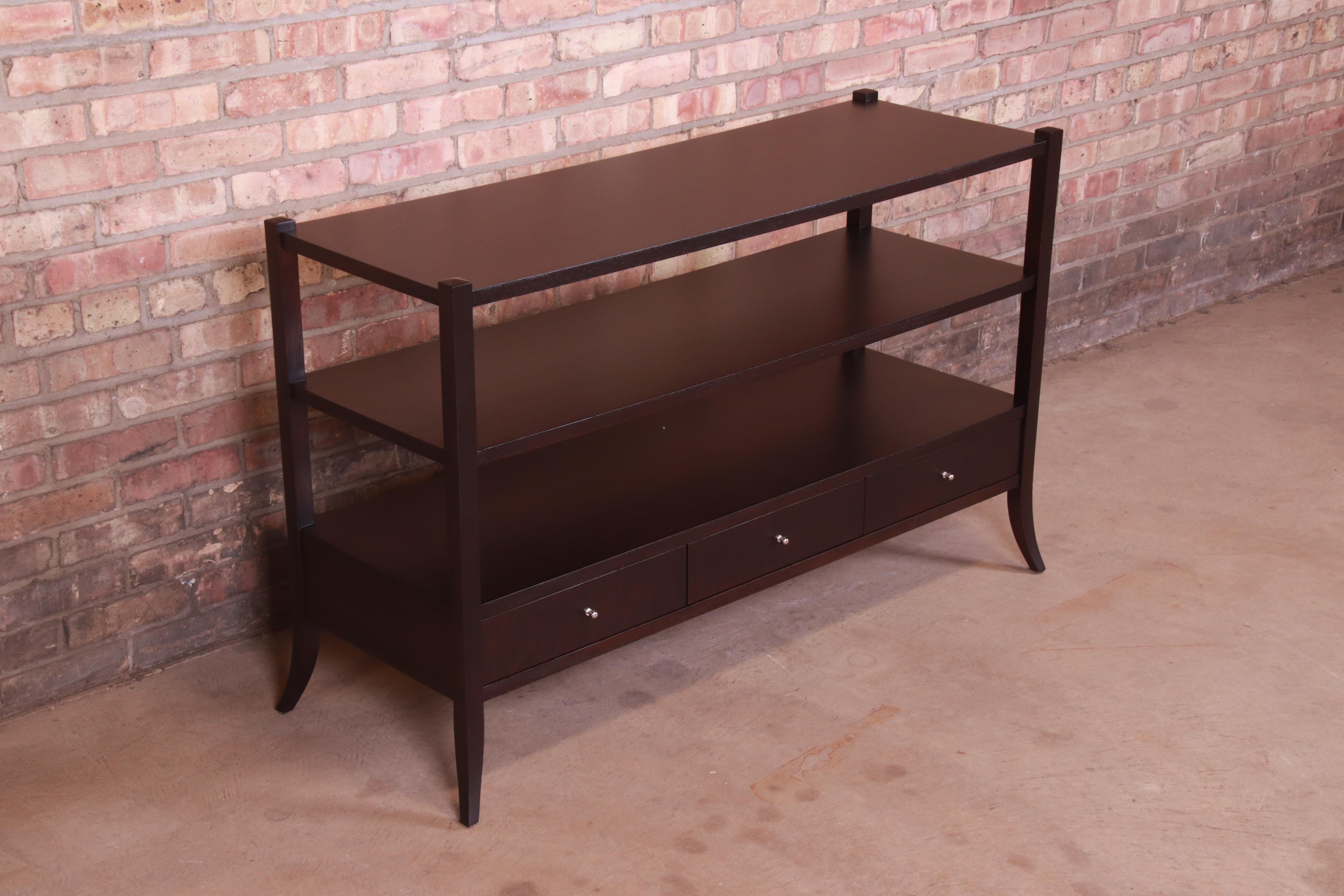 American Barbara Barry for Baker Furniture Dark Mahogany Console Table, Newly Refinished