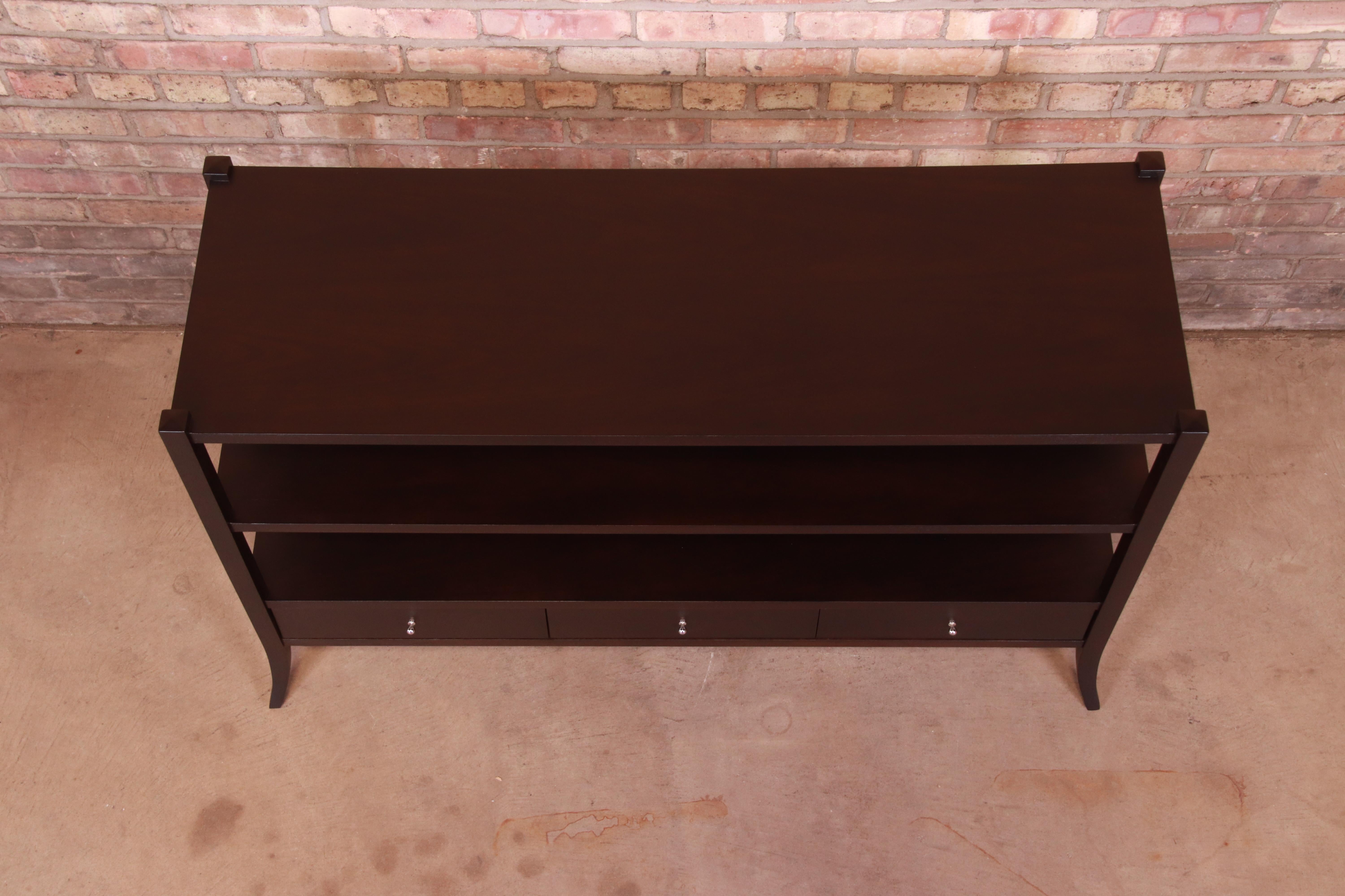 20th Century Barbara Barry for Baker Furniture Dark Mahogany Console Table, Newly Refinished