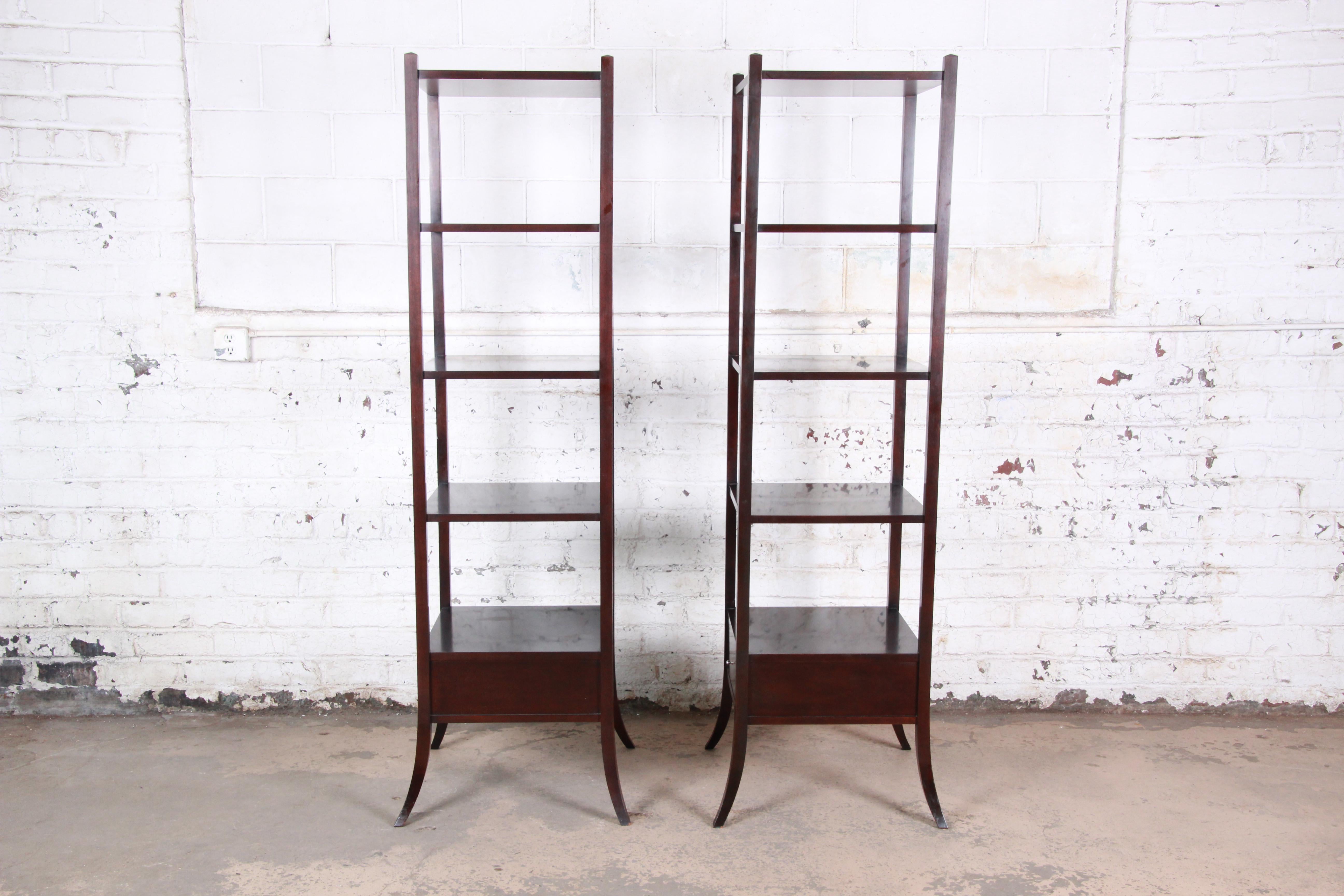 Barbara Barry for Baker Furniture Dark Mahogany Étagères, Pair 3