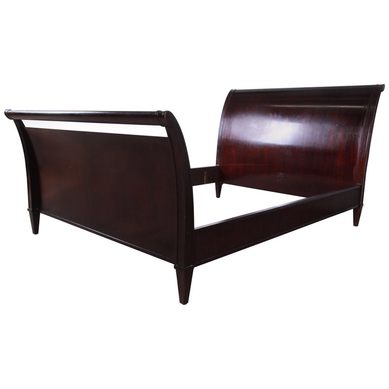 Barbara Barry for Baker Furniture Dark Mahogany Queen Sleigh Bed at 1stDibs