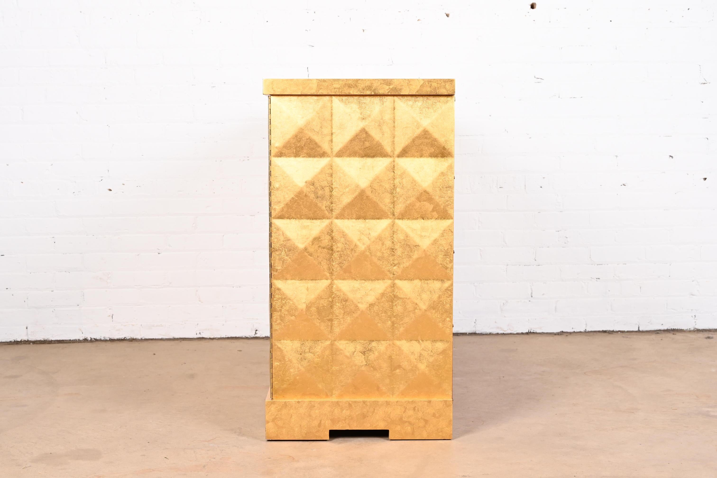 Barbara Barry for Baker Furniture Diamond Gold Leaf Cabinet 3