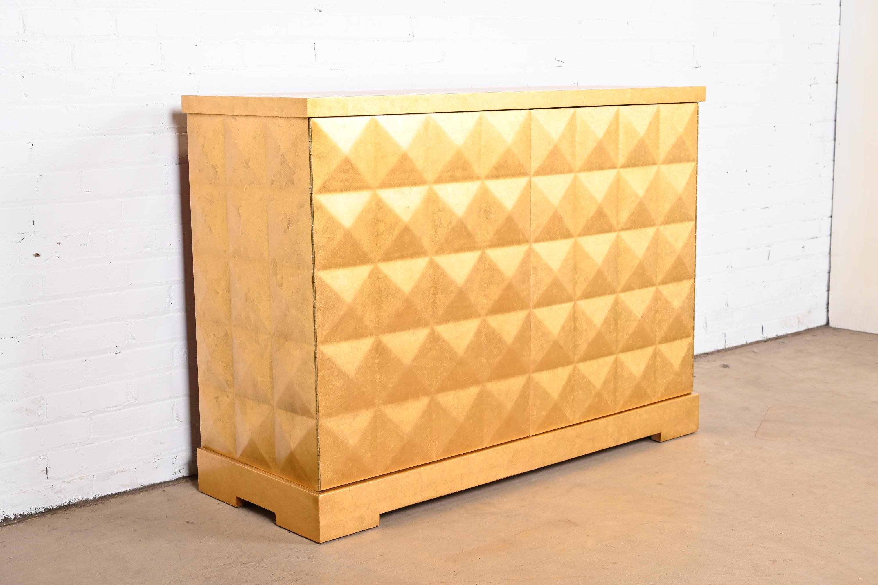 20th Century Barbara Barry for Baker Furniture Diamond Gold Leaf Cabinet