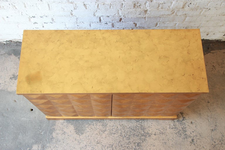 Barbara Barry For Baker Furniture Diamond Gold Leaf Cabinet Or