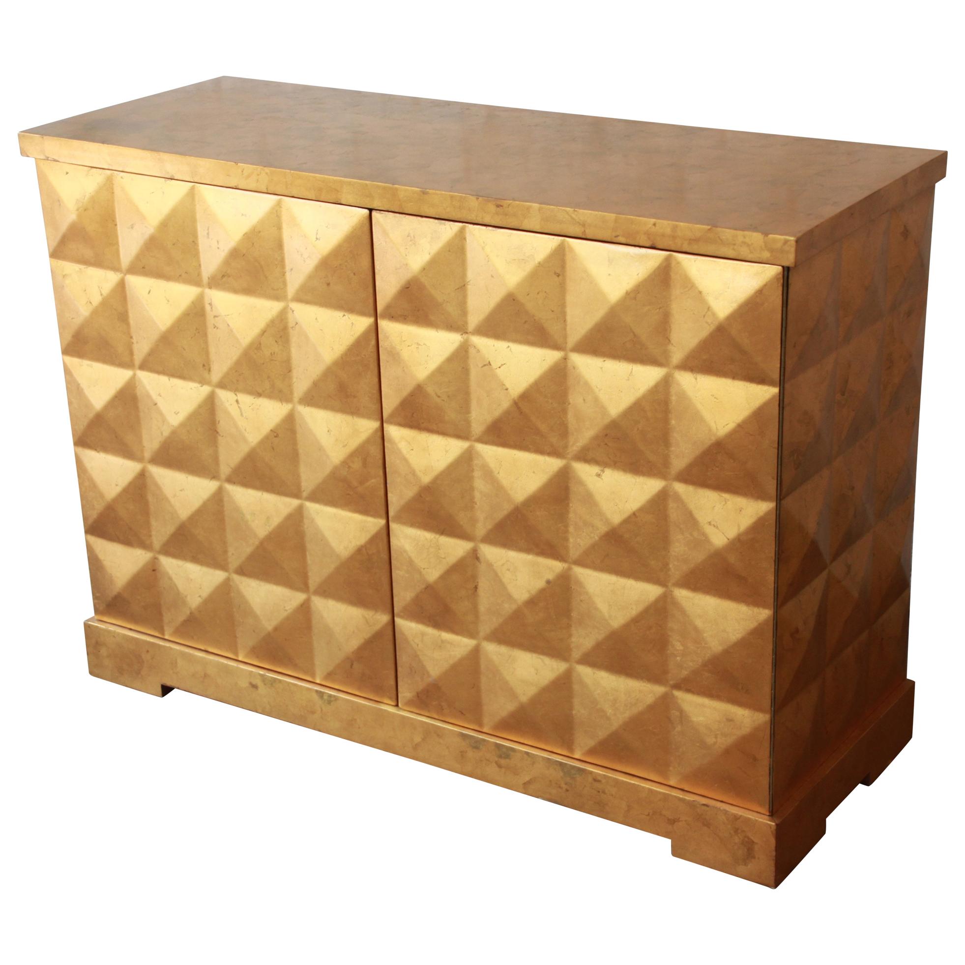 Barbara Barry for Baker Furniture Diamond Gold Leaf Cabinet or Credenza