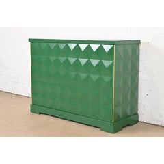 Barbara Barry for Baker Furniture Diamond Green Lacquered Cabinet, Refinished