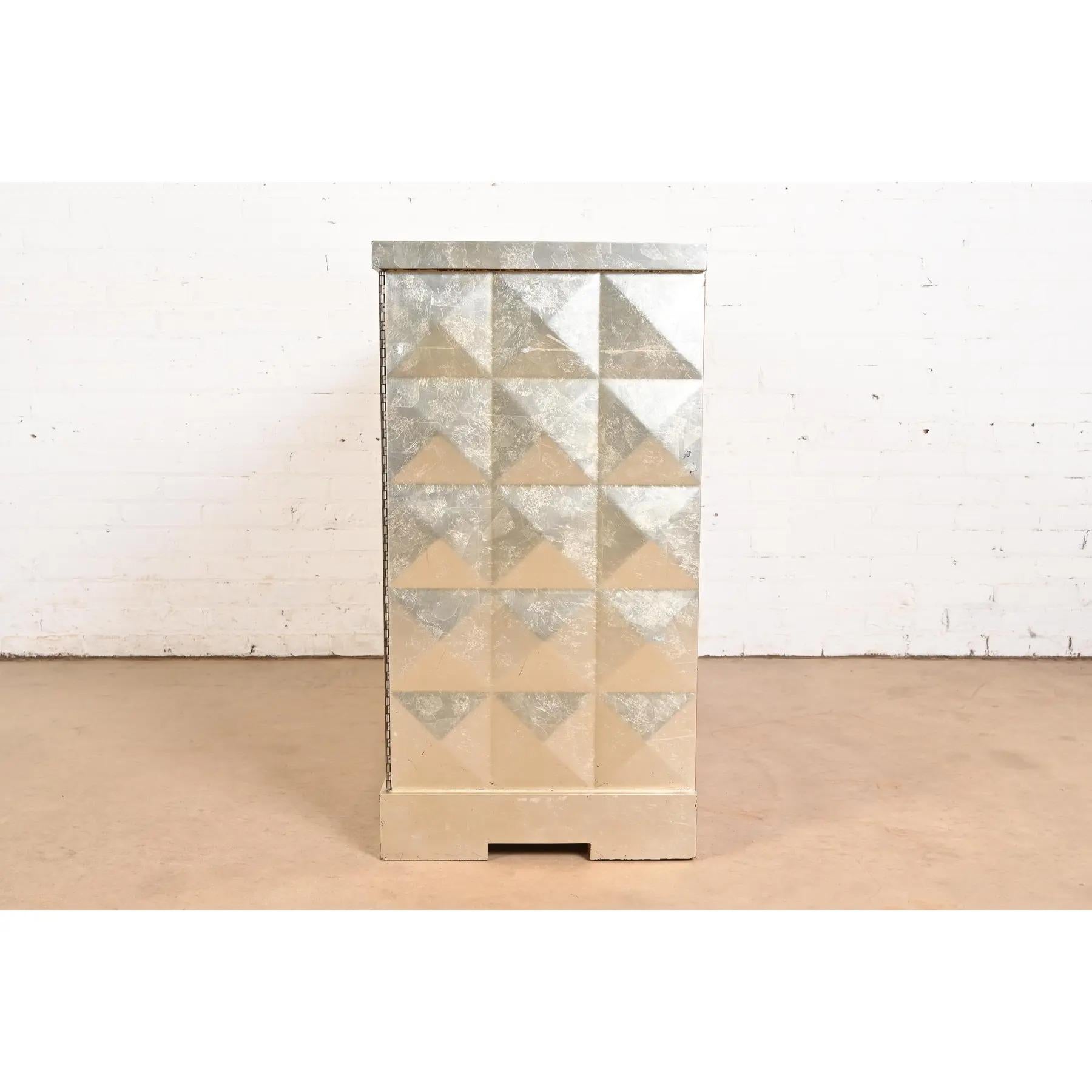 Barbara Barry for Baker Furniture Diamond Silver Leaf Cabinet or Credenza For Sale 2