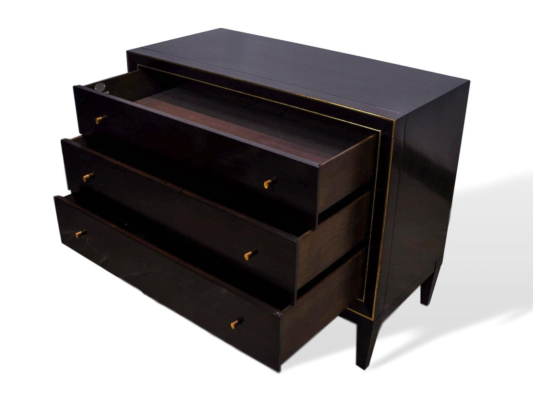 Barbara Barry for Baker Furniture Ebonized Mahogany Three-Drawer Commode In Good Condition In Banner Elk, NC