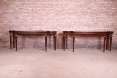 Barbara Barry for Baker Furniture Mahogany and Gold Gilt Consoles, Refinished