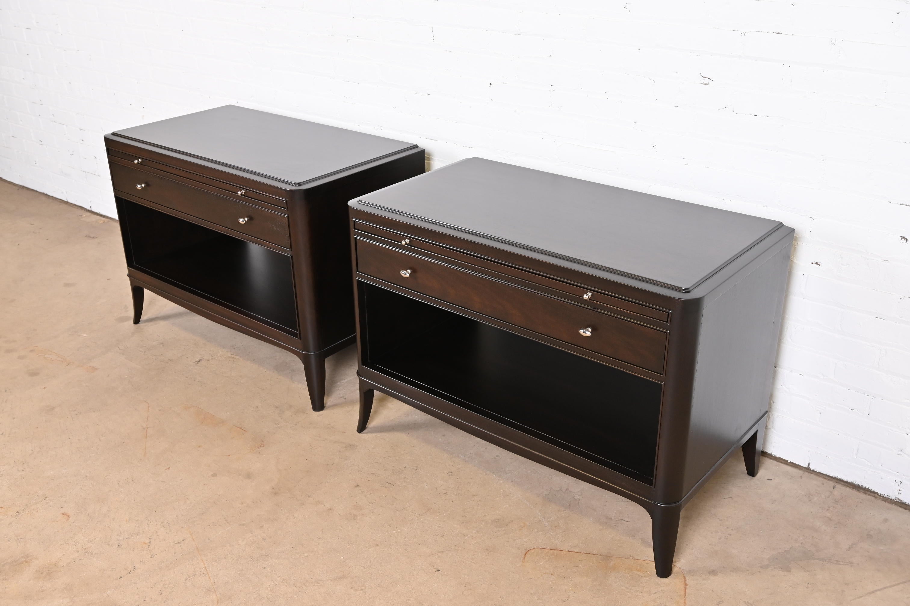 Modern Barbara Barry for Baker Furniture Mahogany Oversized Nightstands, Refinished
