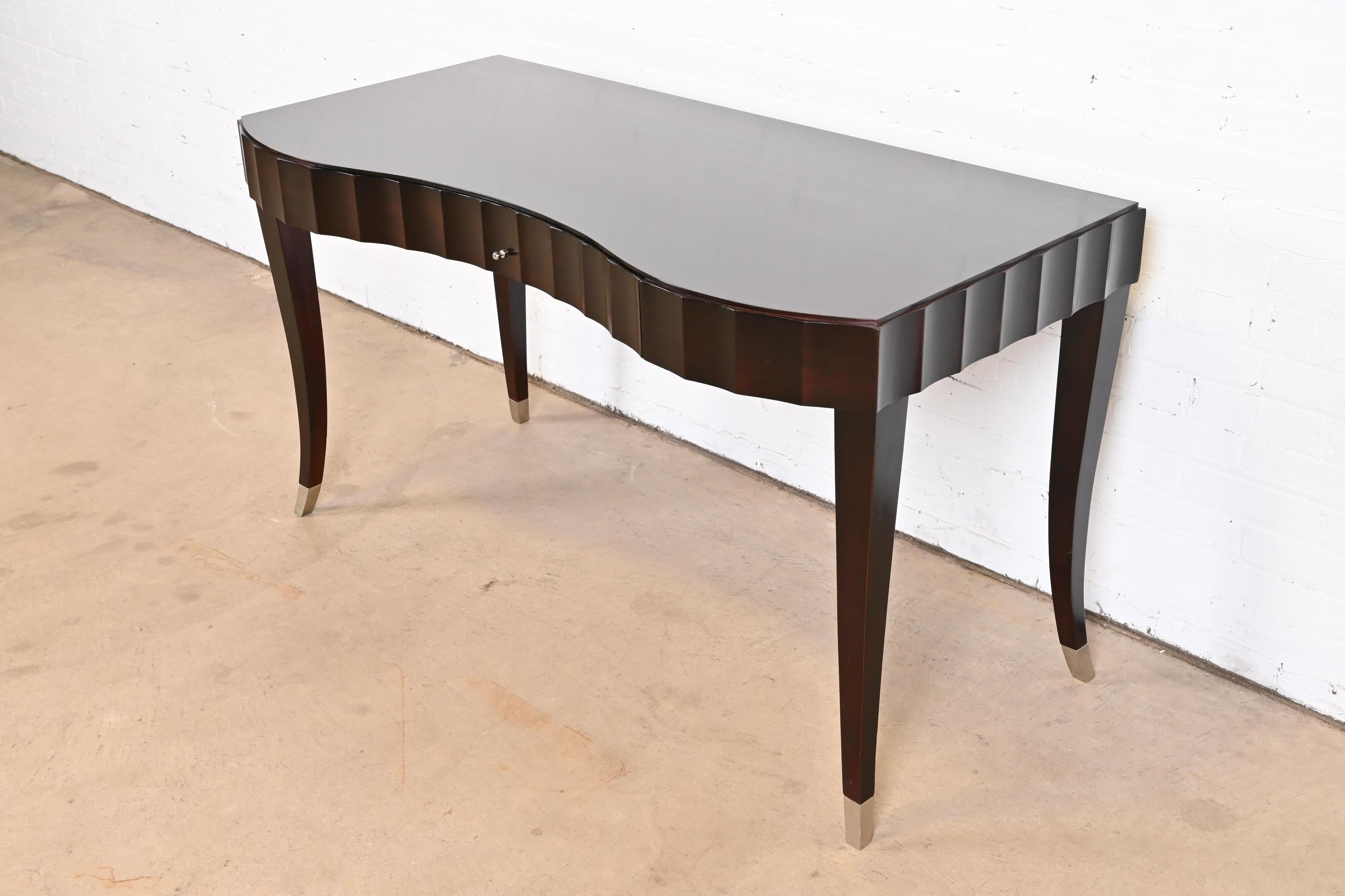 Barbara Barry for Baker Furniture Modern Art Deco Dark Mahogany Writing Desk In Good Condition In South Bend, IN