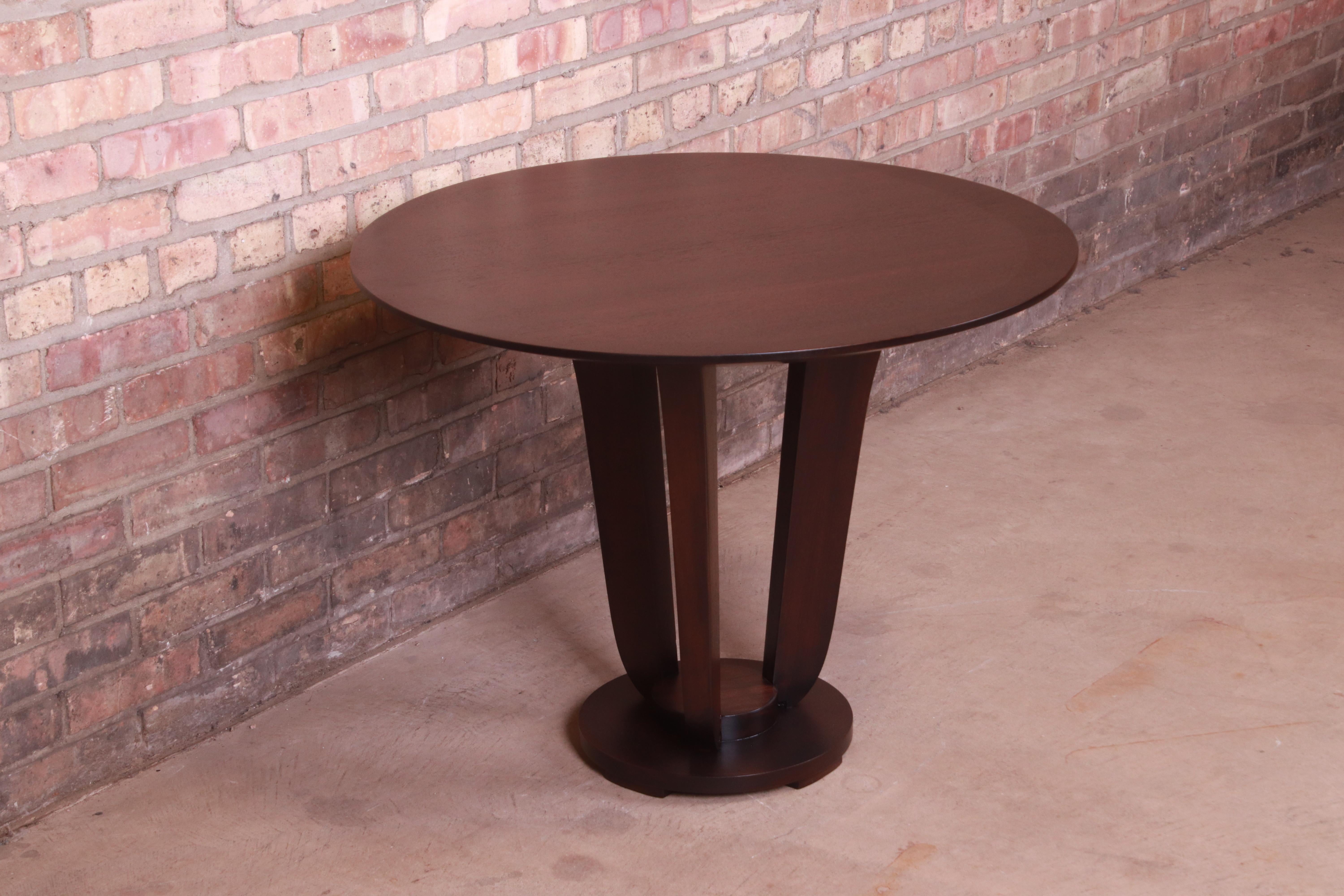 Barbara Barry for Baker Furniture Modern Art Deco Mahogany Pedestal Center Table In Good Condition In South Bend, IN